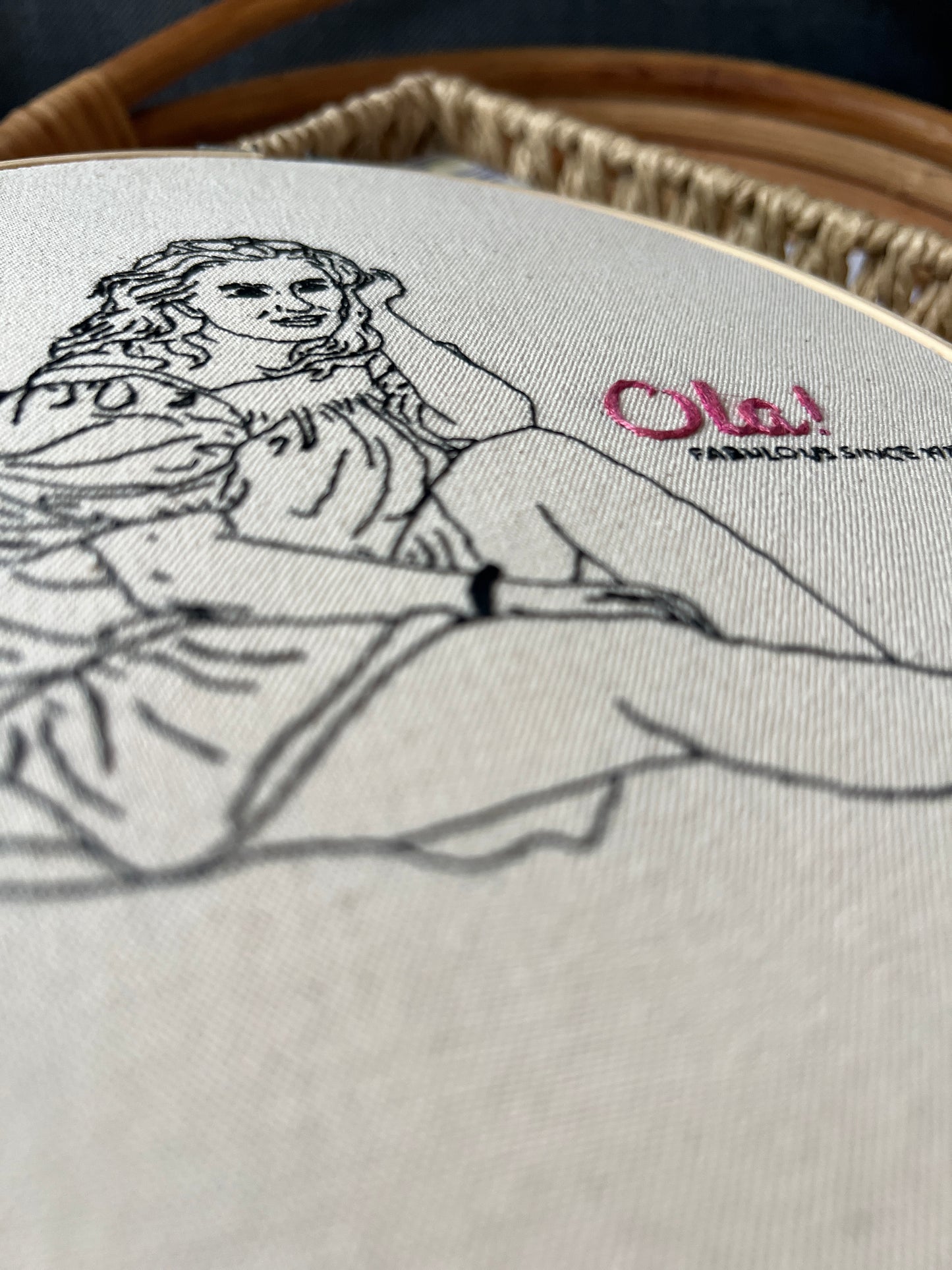 Custom Birthday Hoop | minimalist line embroidery from photo | 16–20 cm (6.3–7.9”)