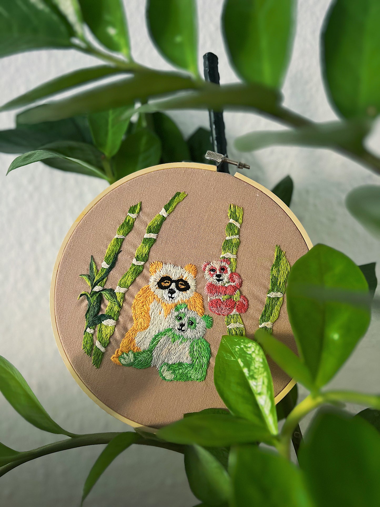 Care Pandas – unique embroidered family portrait