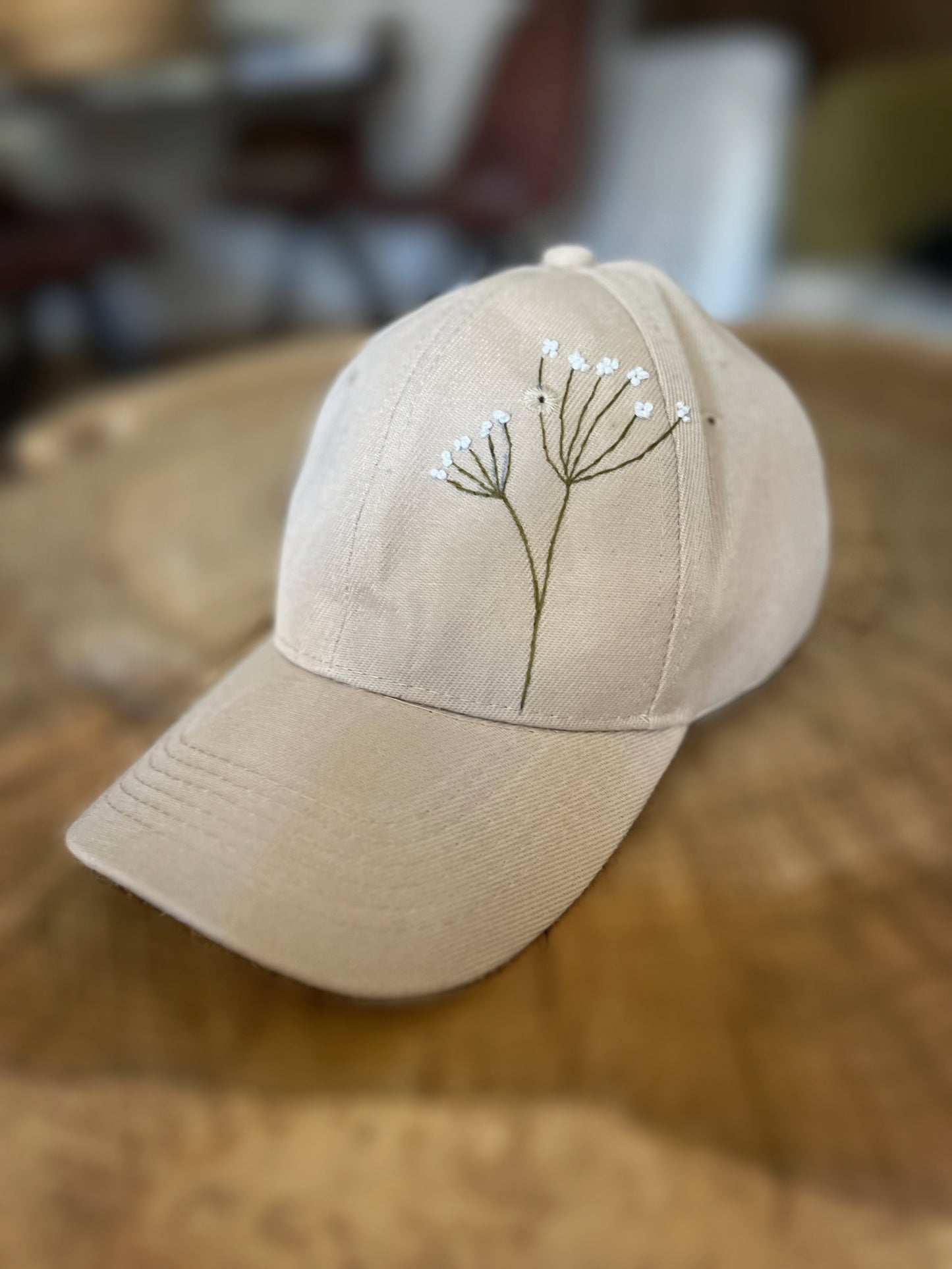 Soft Bloom | Minimal embroidered cap in beige