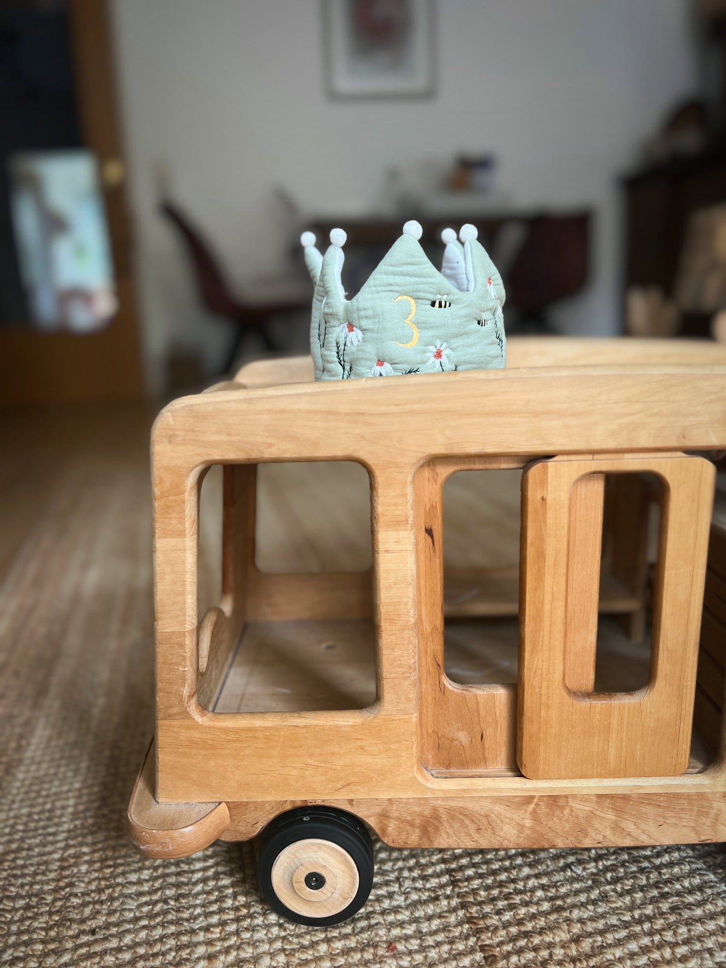 Sage Wish –EMBROIDERED birthday crown for a 3-year-old