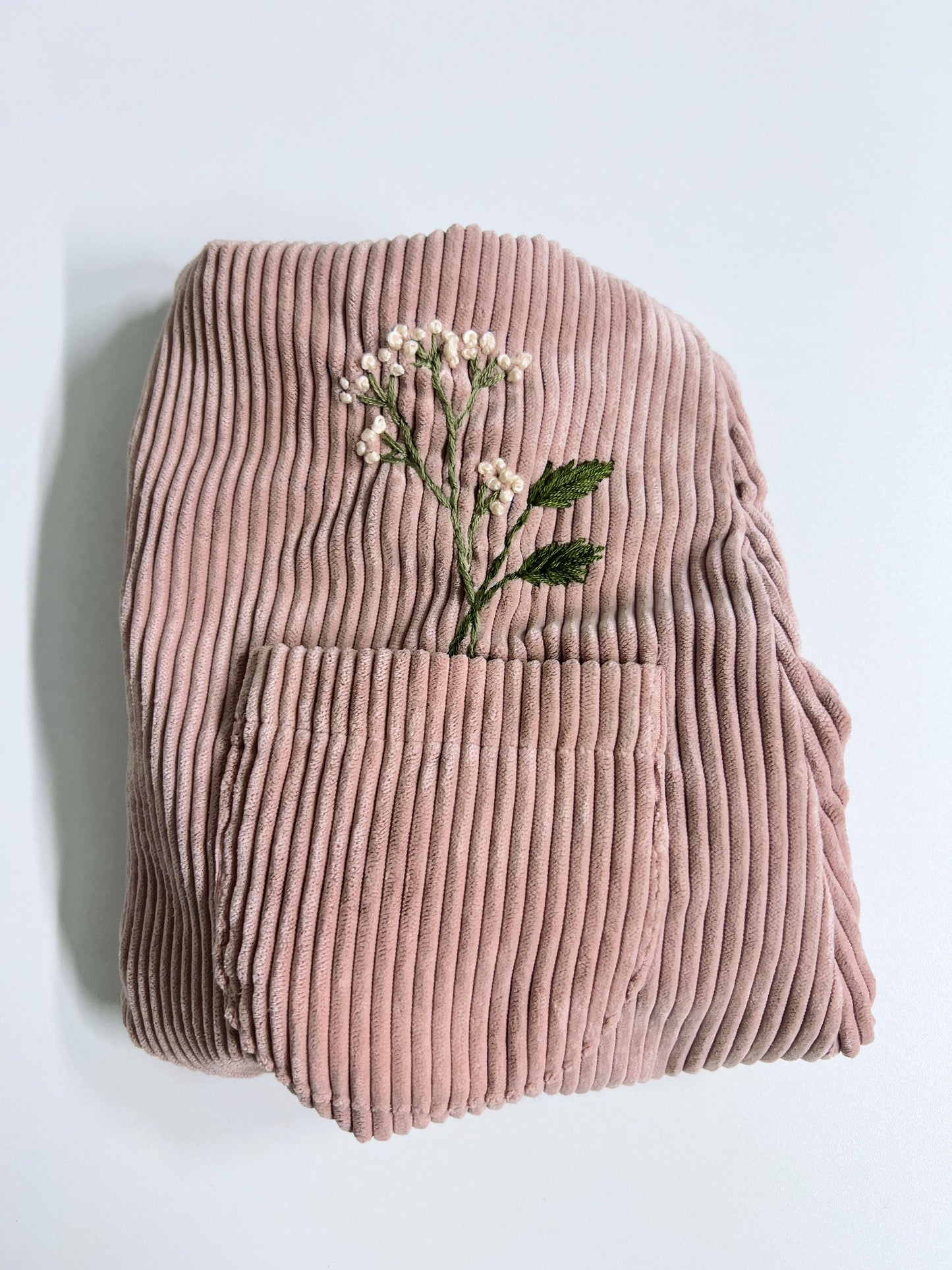 Rosewood Cord | hand-embroidered pinafore dress | size 98/104 (2–4 years)