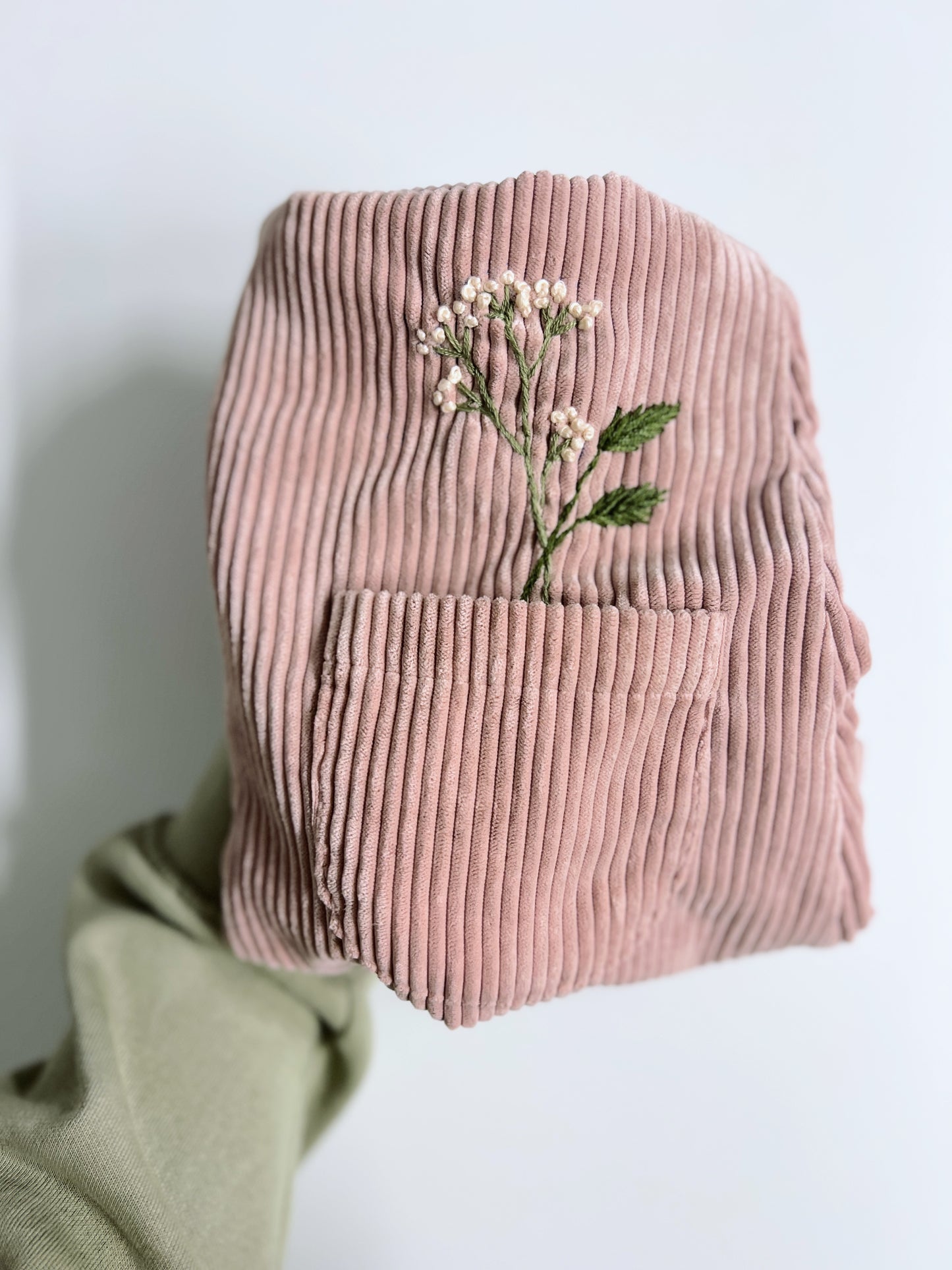 Rosewood Cord | hand-embroidered pinafore dress | size 98/104 (2–4 years)