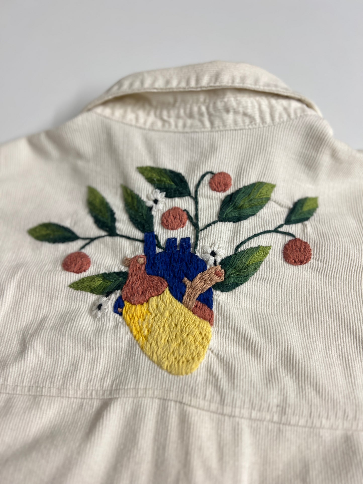 Whispering Heart – White Oversized Shirt with Hand Embroidered Heart | S