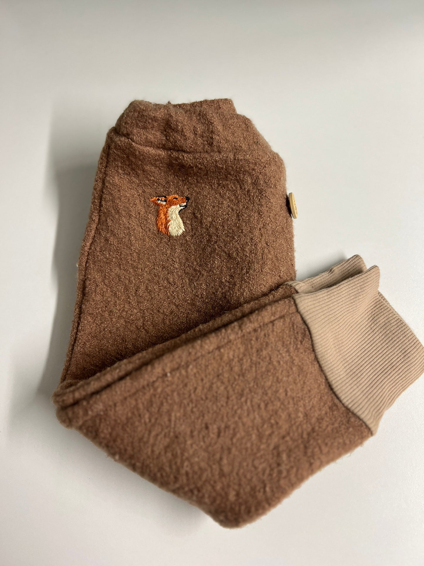 Fox Smile - hand-embroidered wool trousers | 18-24 months