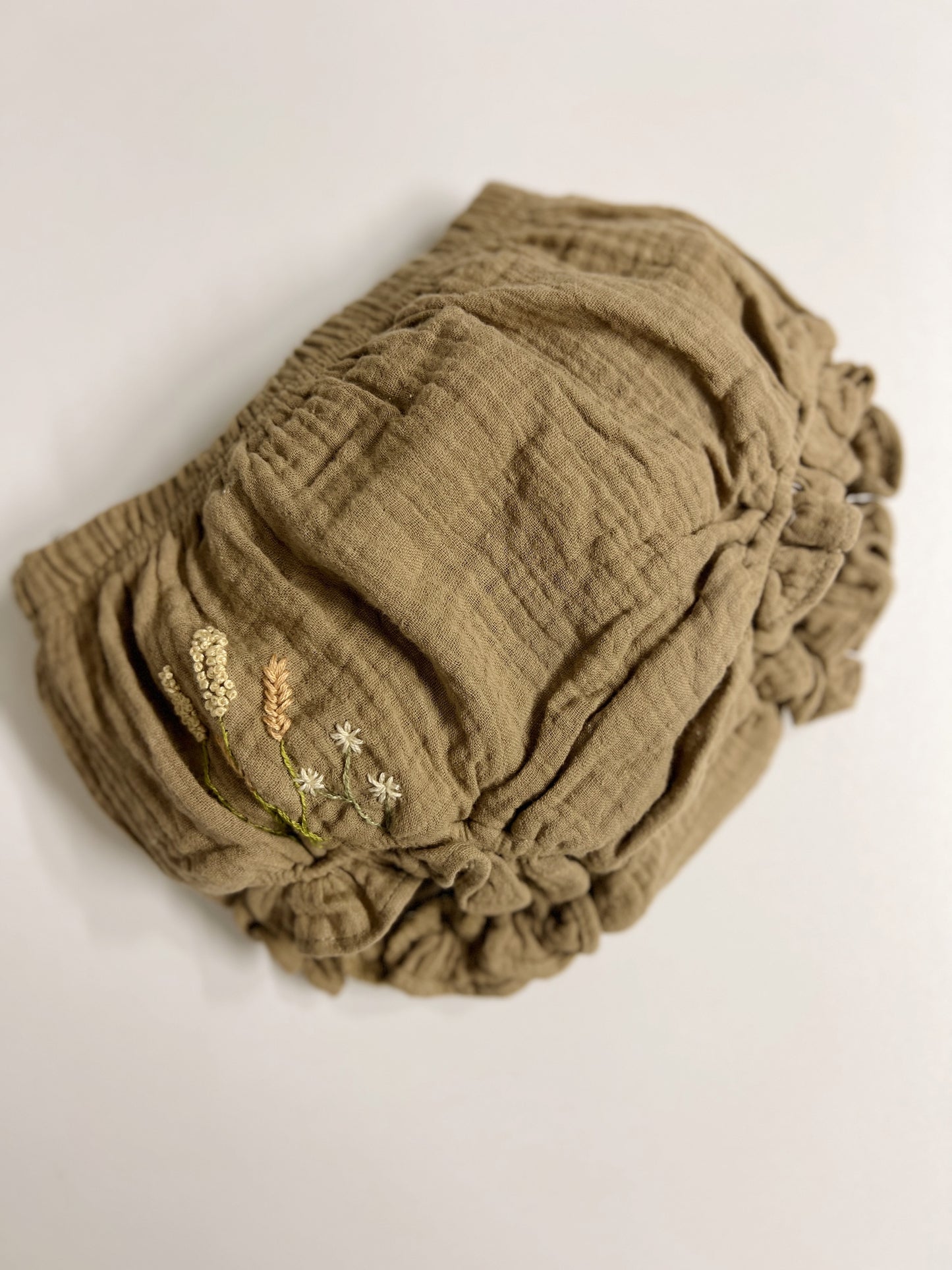Summer 1883 | hand-embroidered muslin bloomers | size 80 (9–12 months)