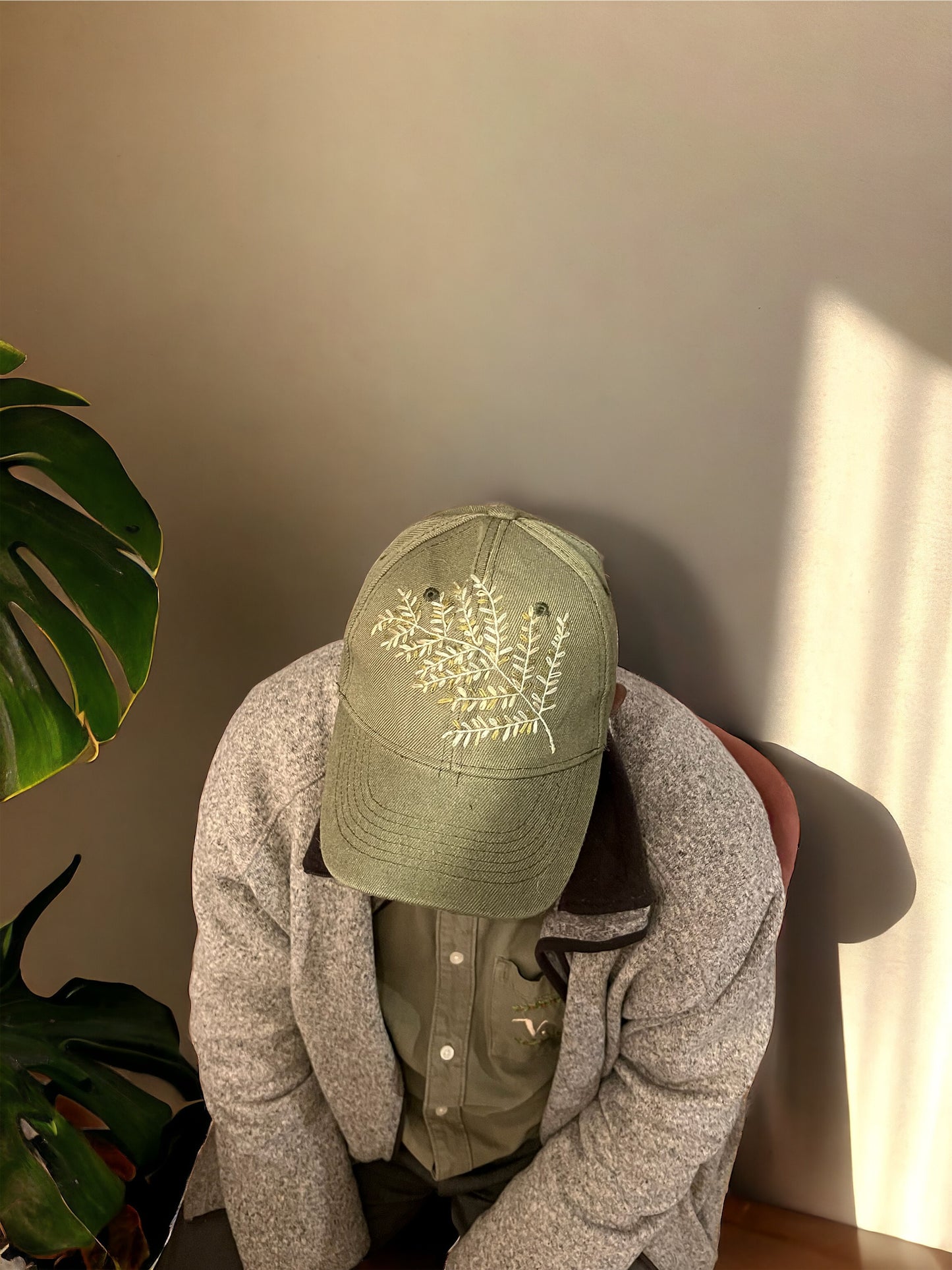 Moss Fern - hand-embroidered cap - one size