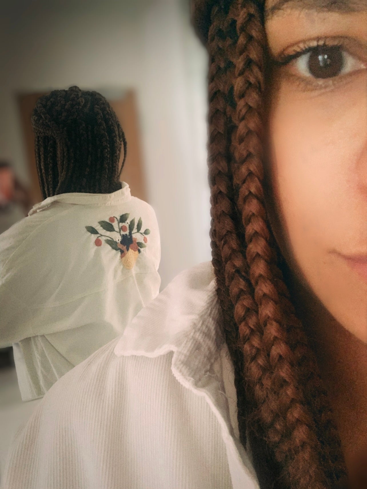 Whispering Heart – White Oversized Shirt with Hand Embroidered Heart | S