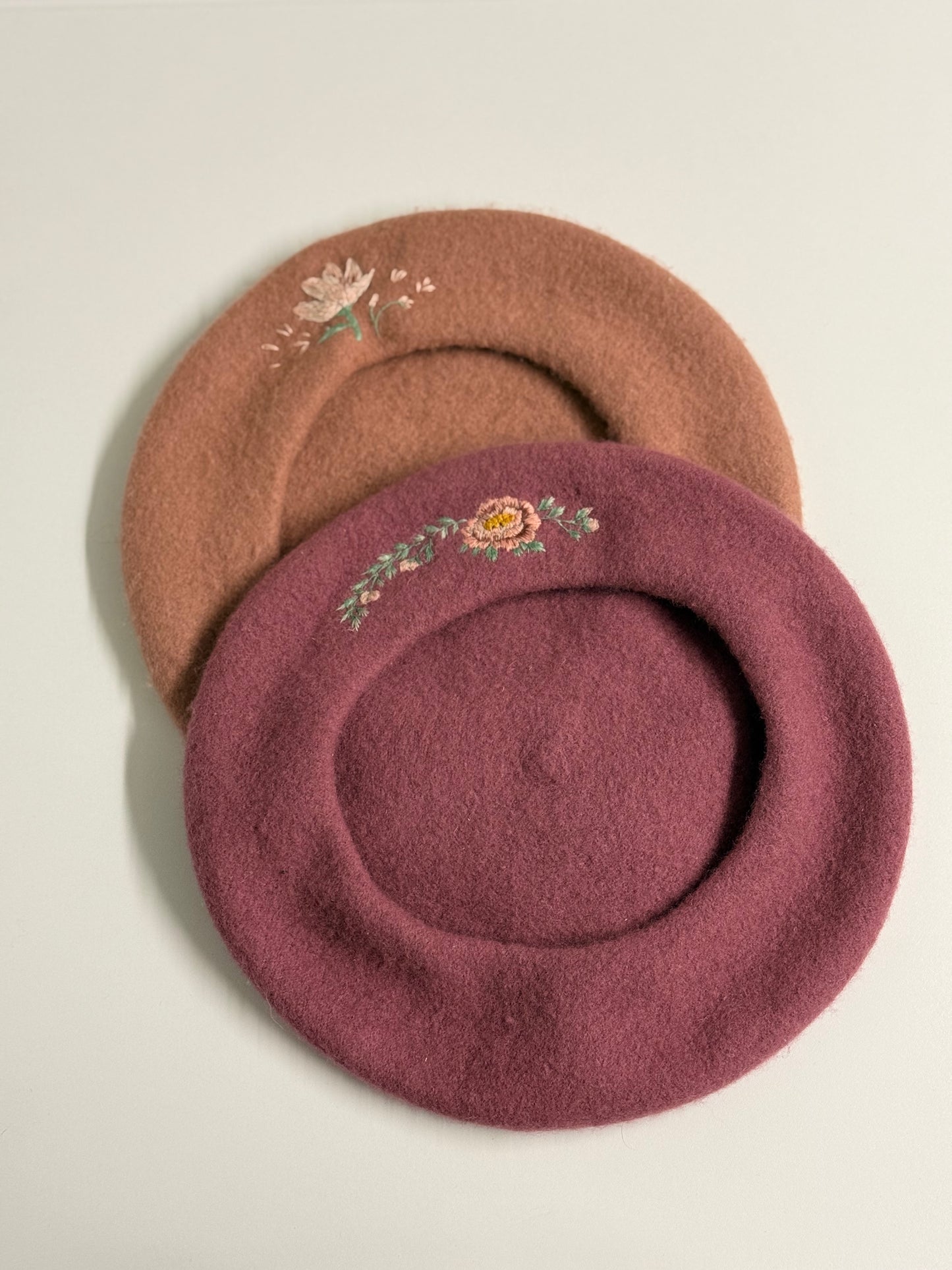 BERRY BLOOM | Hand-Embroidered Wool Beret — One of a Kind