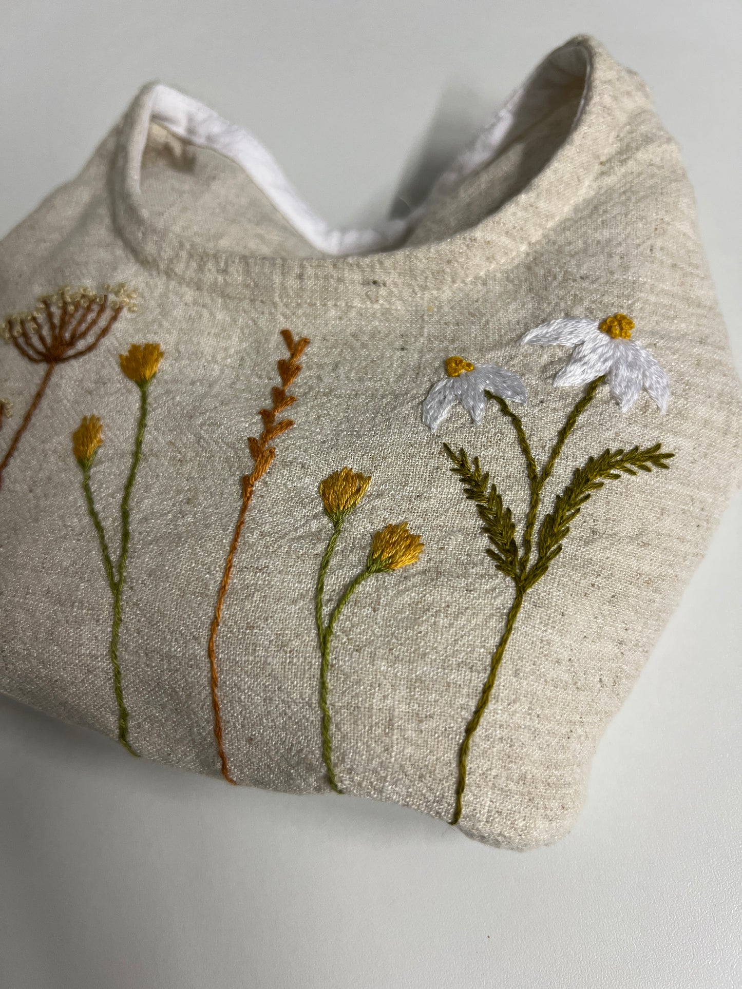Hand-Embroidered Linen Baby Bodysuit – Natural Beige