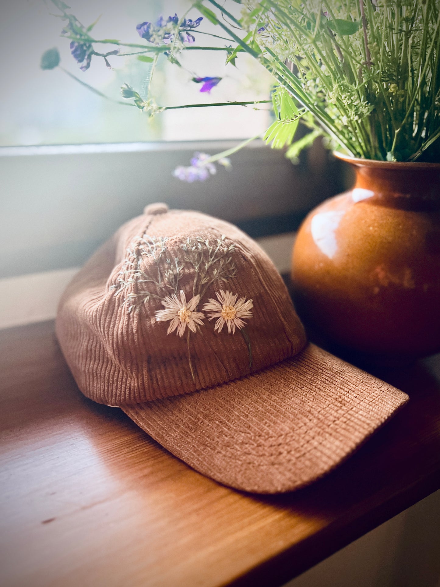 Blooming Brownie - hand-stitched cap
