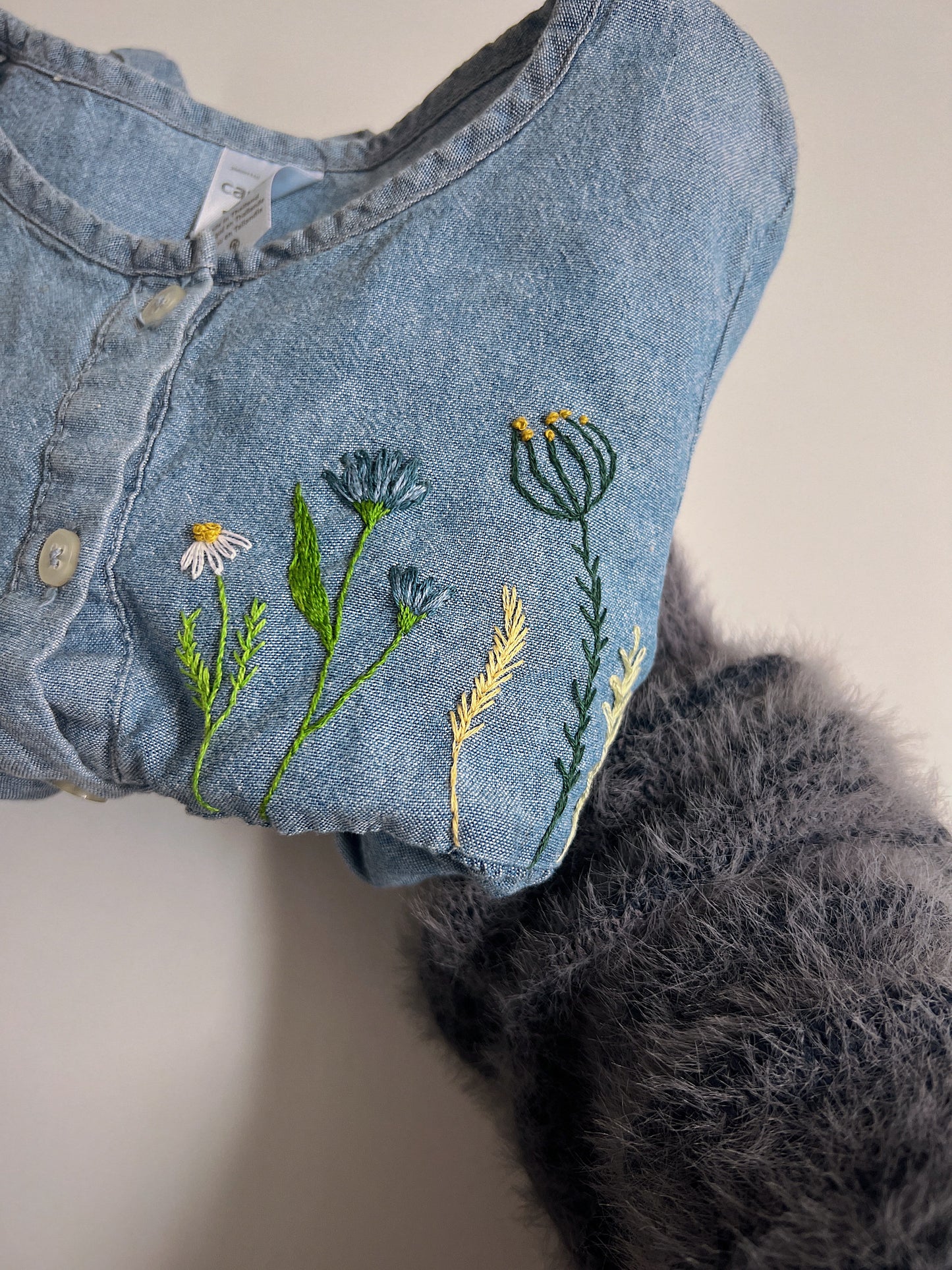 Blue Breeze Blouse |
Hand-Embroidered soft Denim Blouse | 3 years old