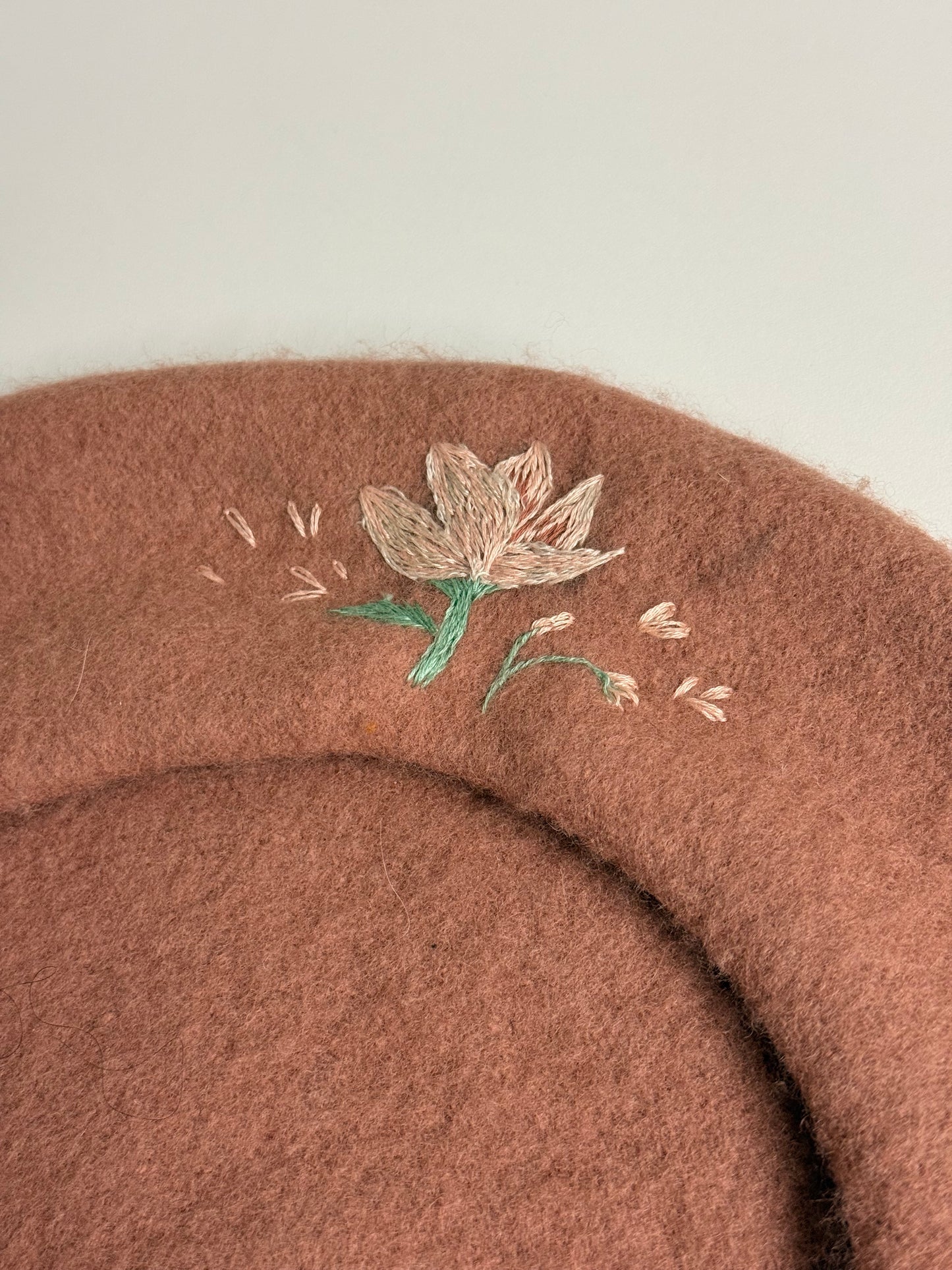 Hand-Embroidered Wool Beret — One of a Kind