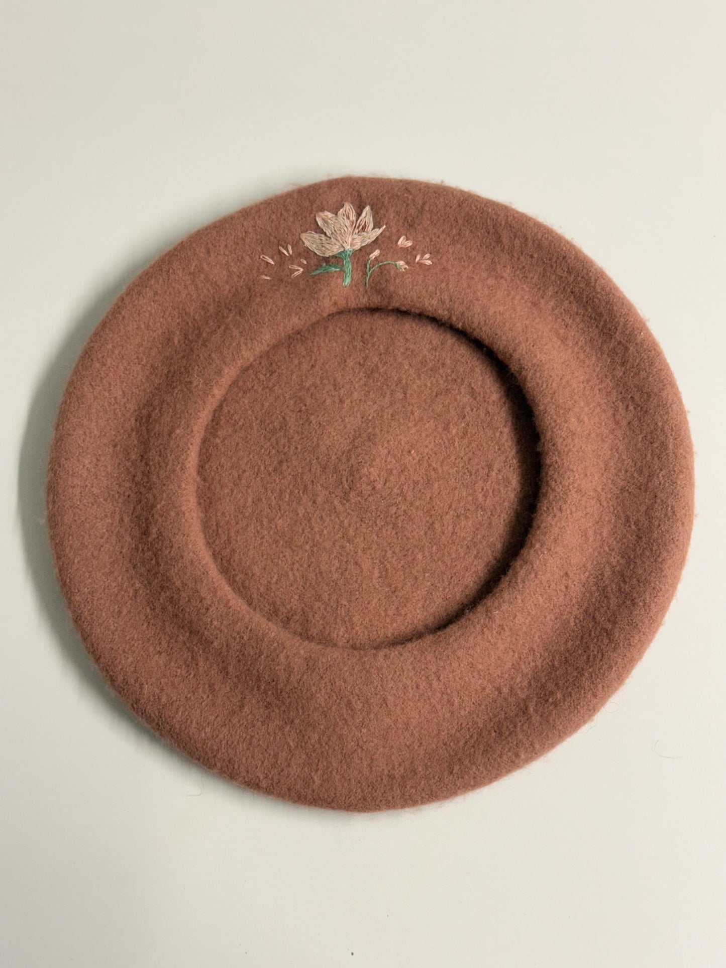 Hand-Embroidered Wool Beret — One of a Kind
