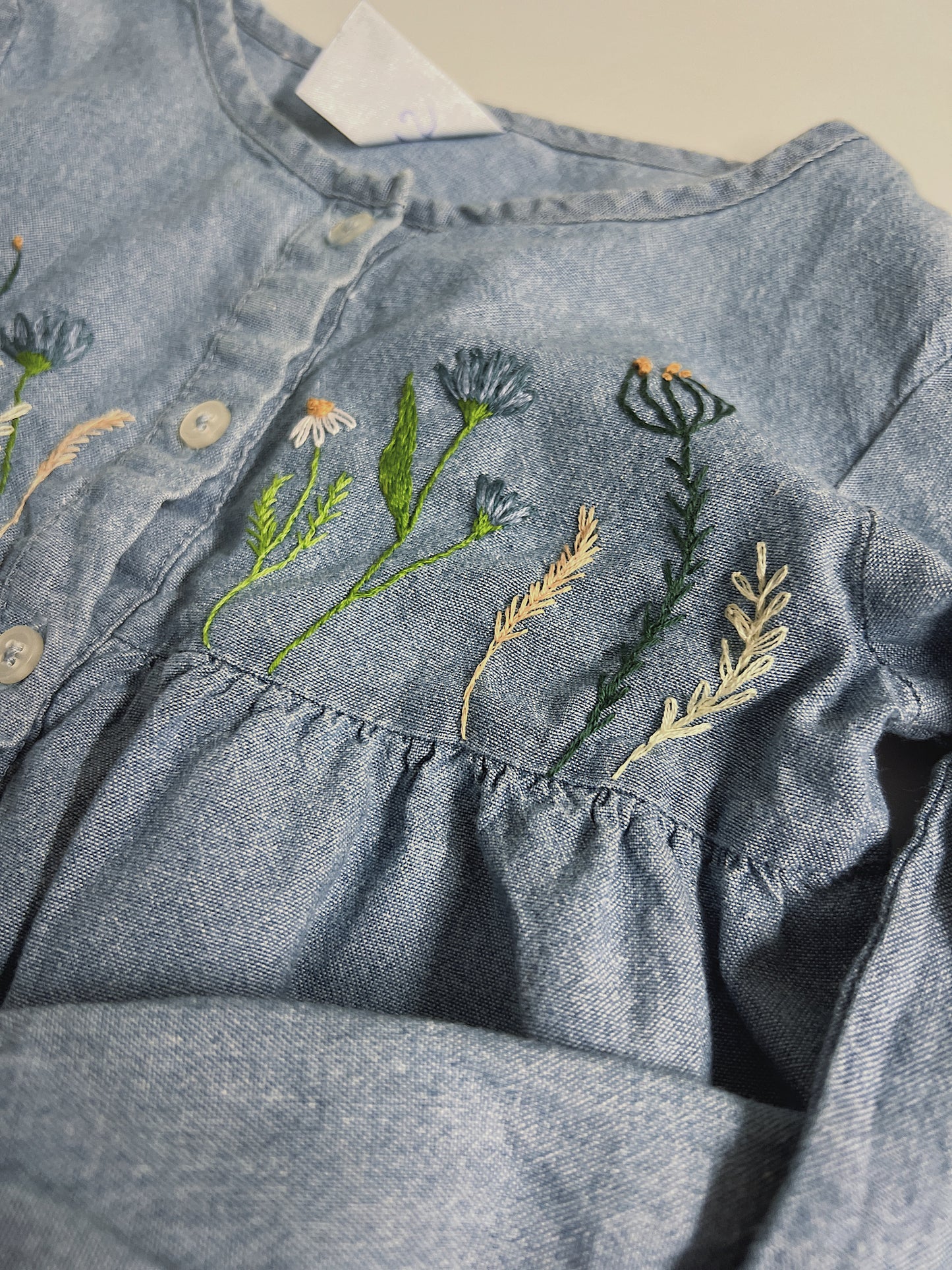 Blue Breeze Blouse |
Hand-Embroidered soft Denim Blouse | 3 years old