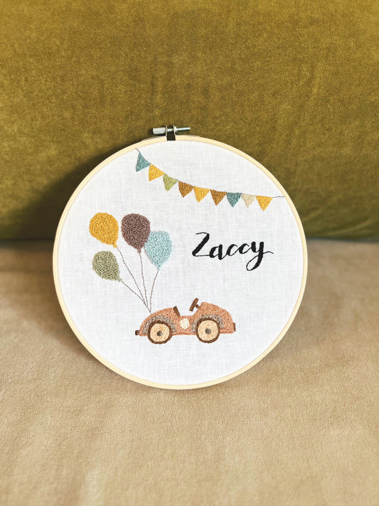 Vintage Racer | personalized embroidery hoop | Name of your choice |16–20 cm (6.3–7.9”)
