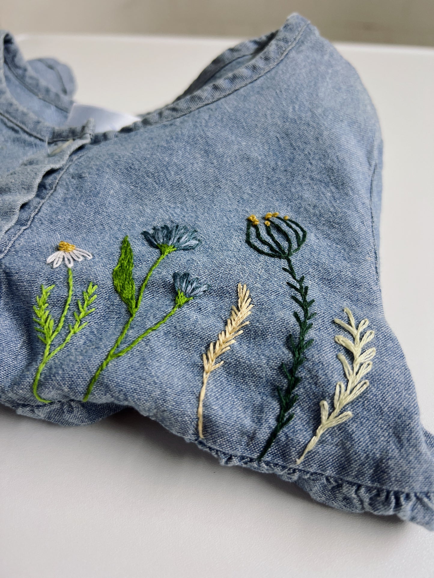 Blue Breeze Blouse |
Hand-Embroidered soft Denim Blouse | 3 years old