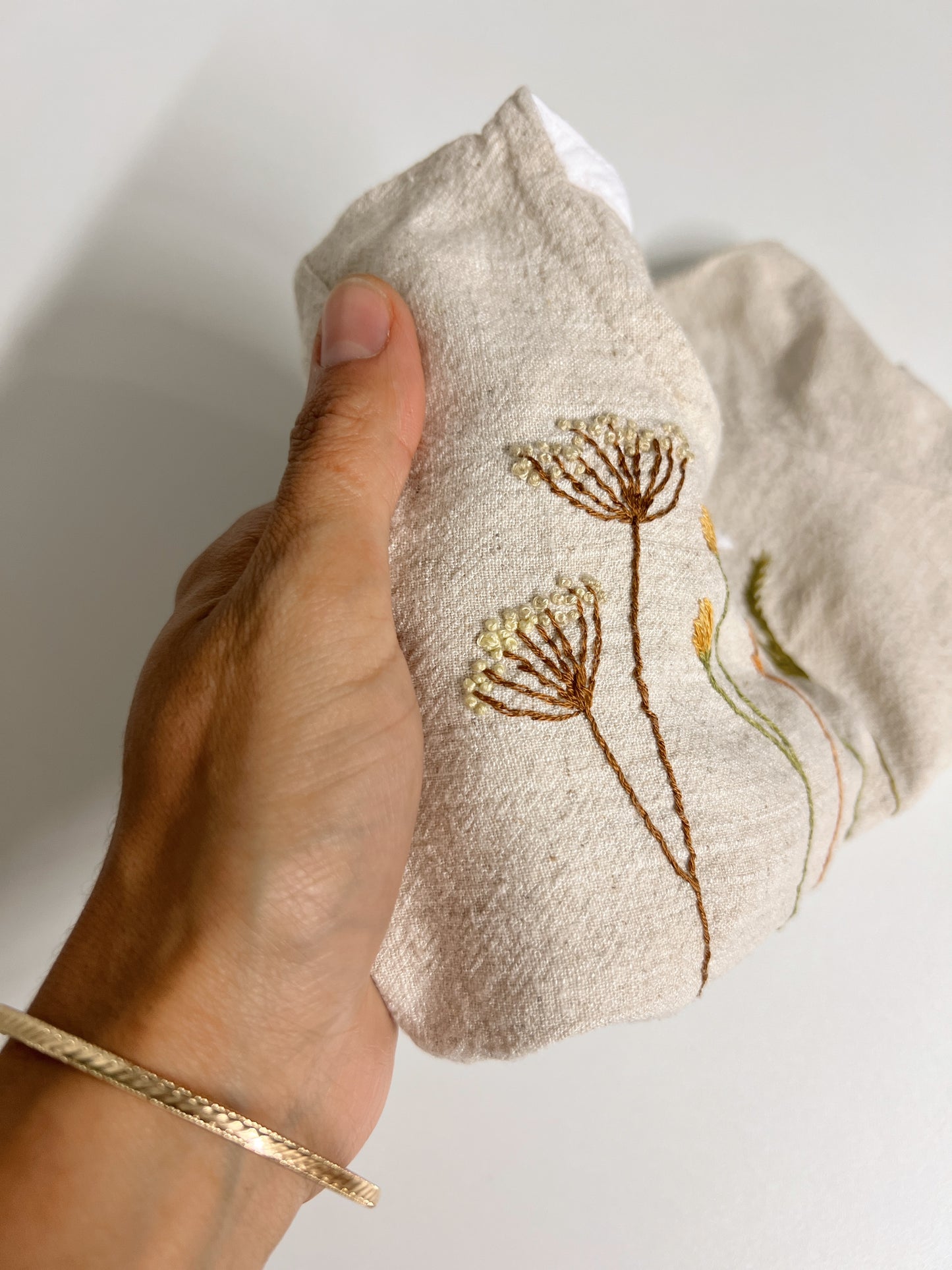 Hand-Embroidered Linen Baby Bodysuit – Natural Beige