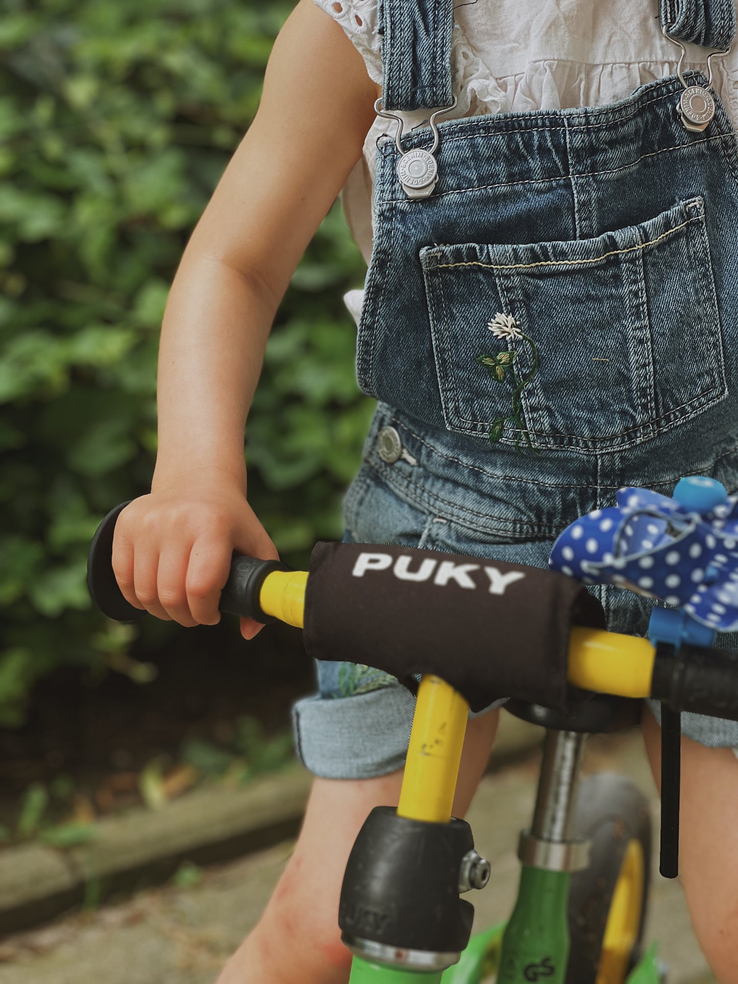 Squirrel in the Pocket | hand-embroidered denim dungarees | size 104 (3–4 years) | one of a kind