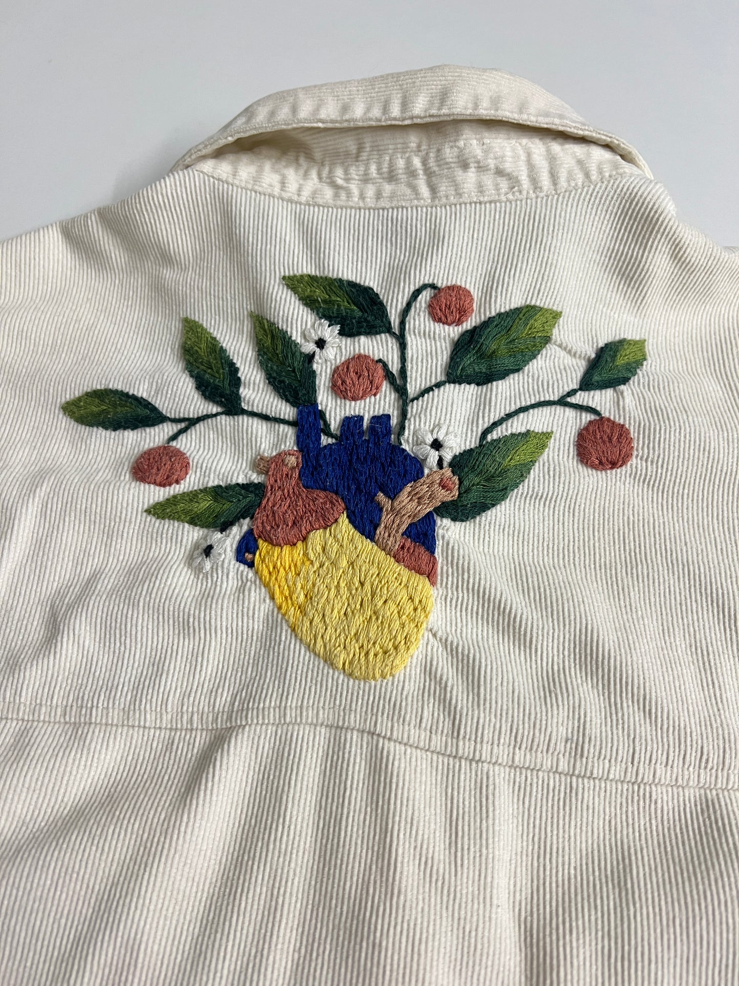 Whispering Heart – White Oversized Shirt with Hand Embroidered Heart | S