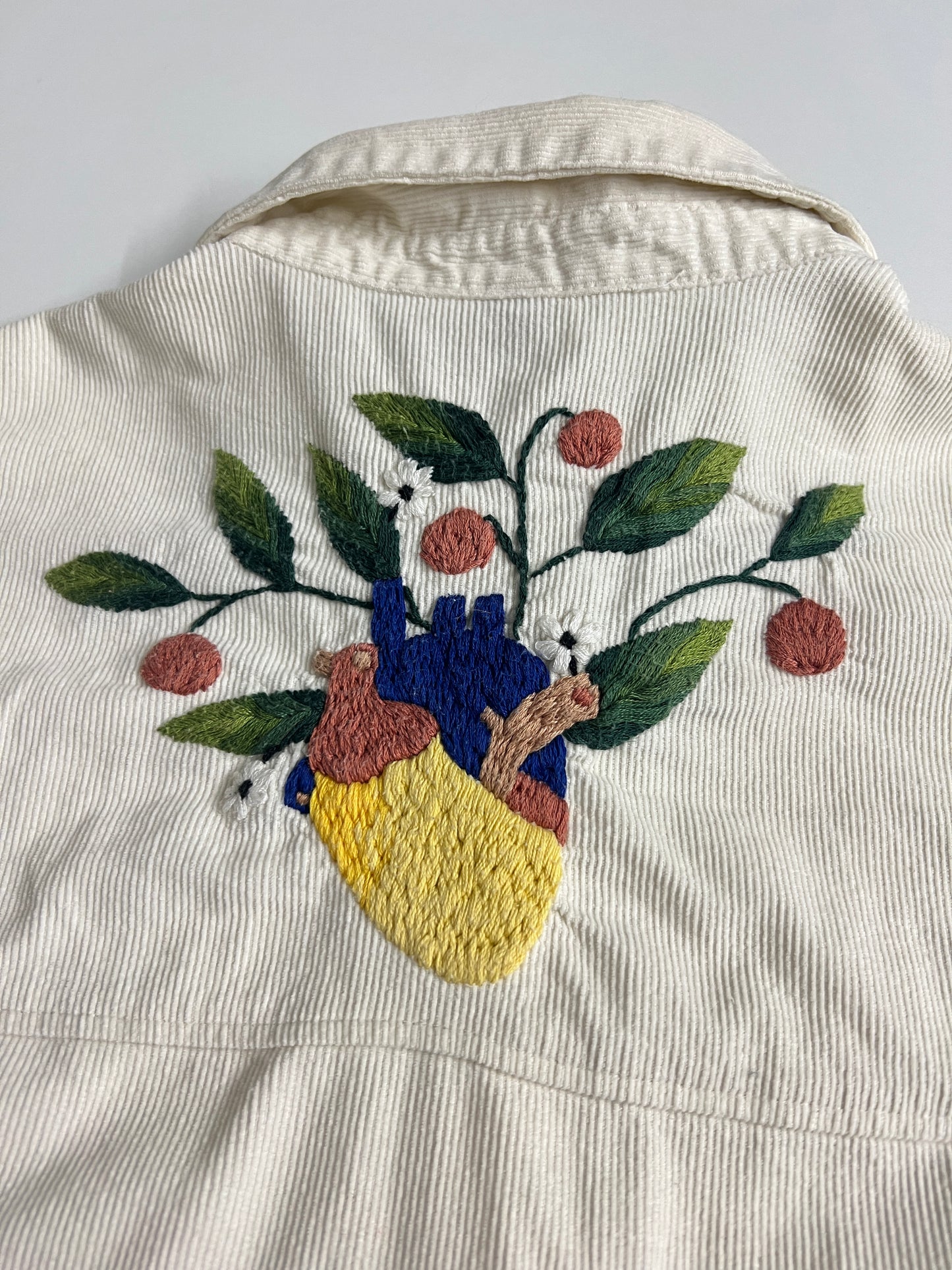 Whispering Heart – White Oversized Shirt with Hand Embroidered Heart | S