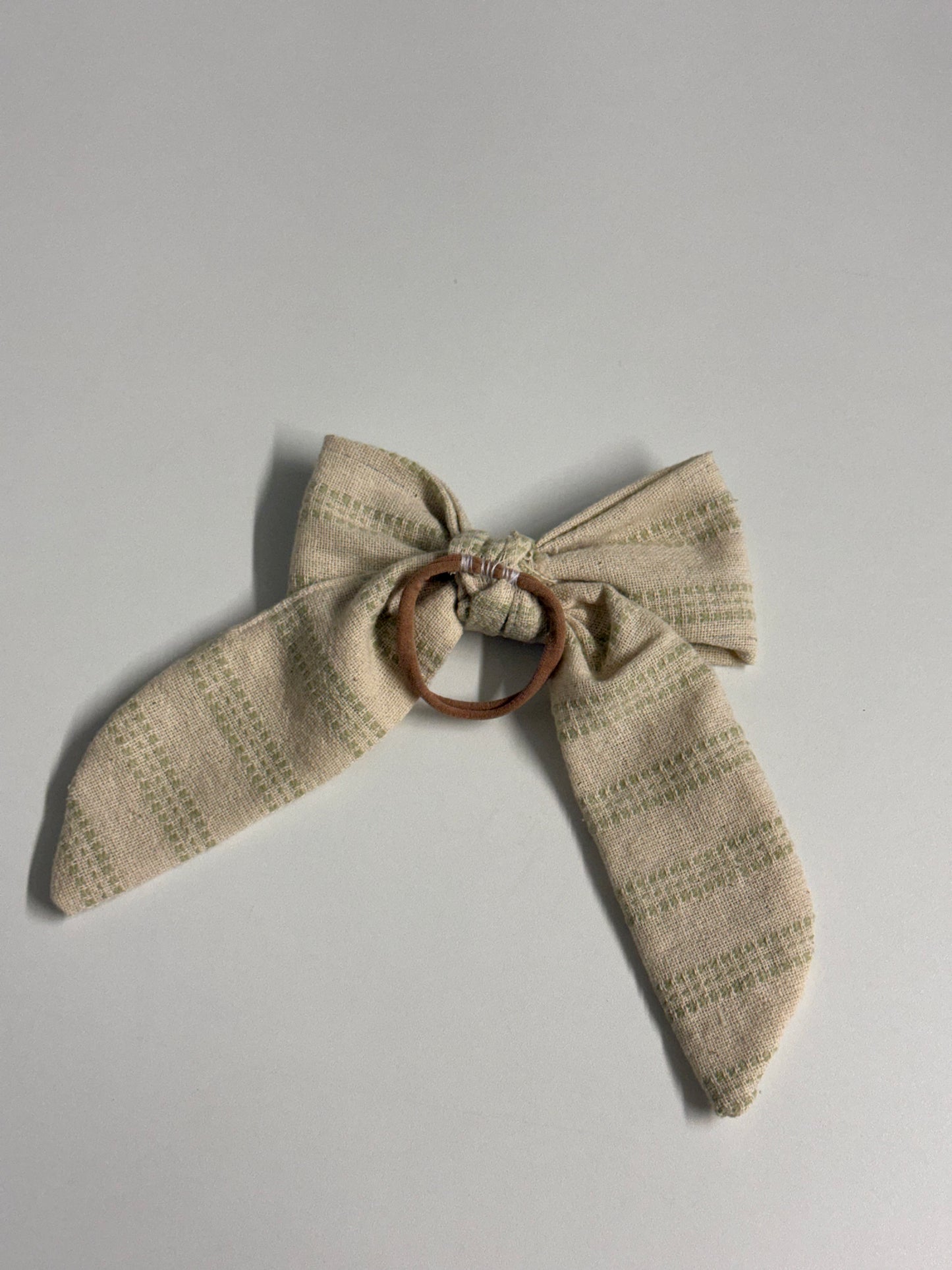 Hand-Embroidered Mushroom Bow Hair Tie