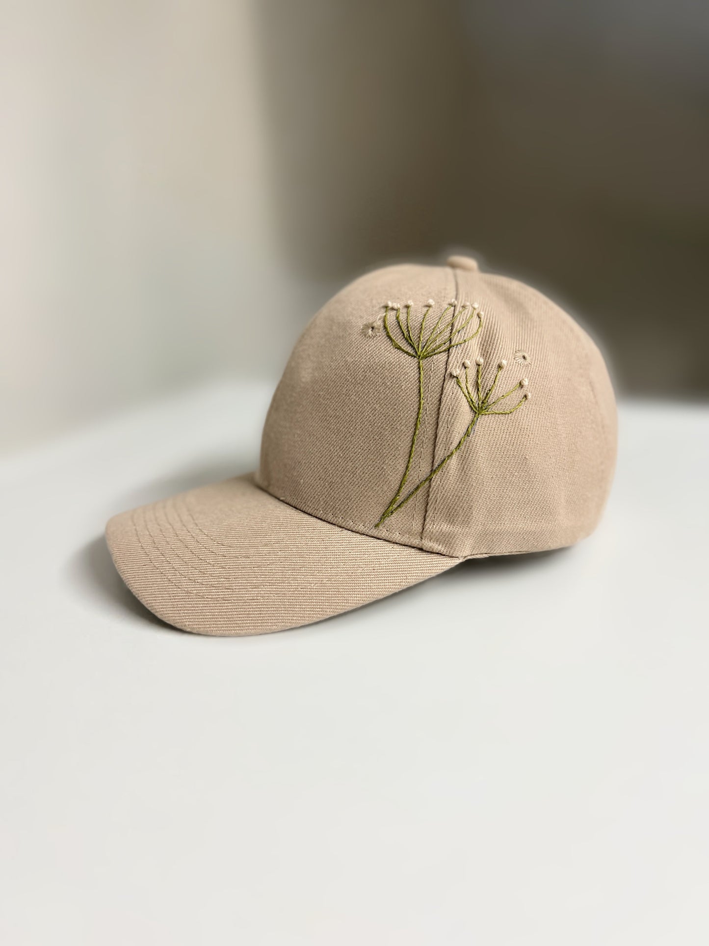 Soft Bloom | Minimal embroidered cap in beige