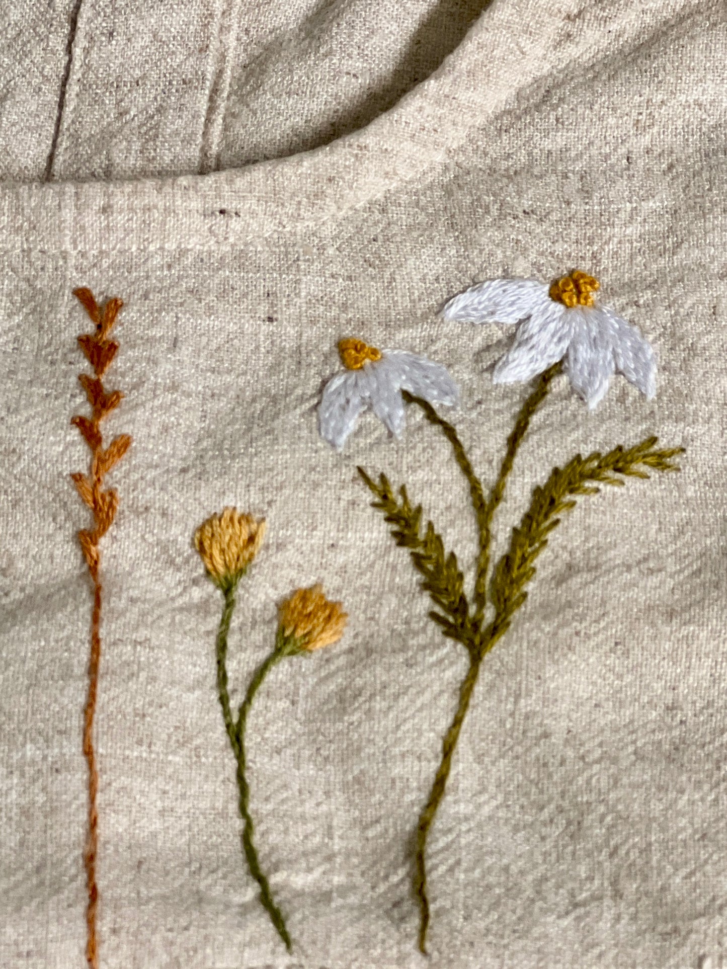 Hand-Embroidered Linen Baby Bodysuit – Natural Beige