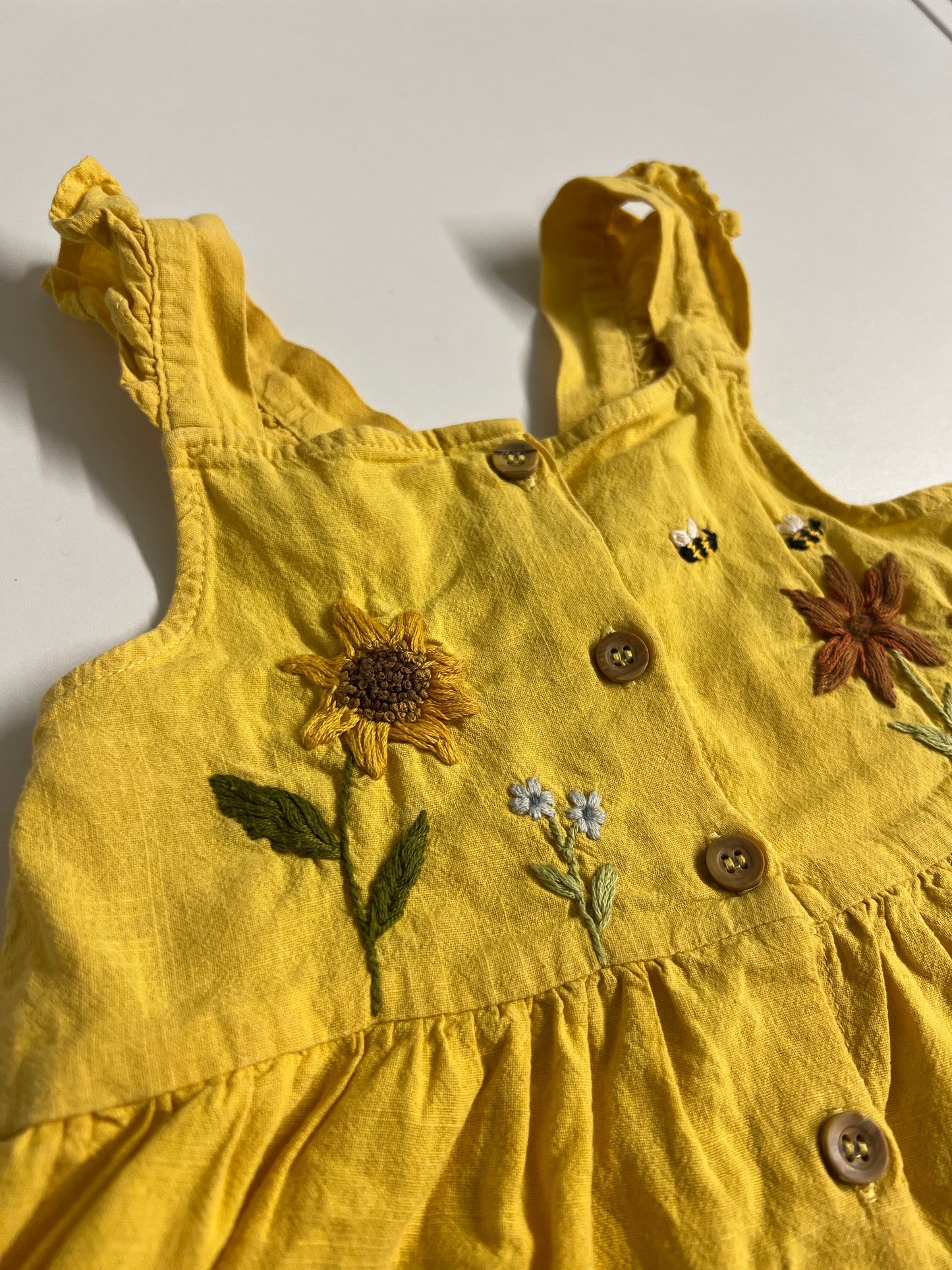 Sunny Whispers | Hand-Embroidered Cotton Dress | 2 years