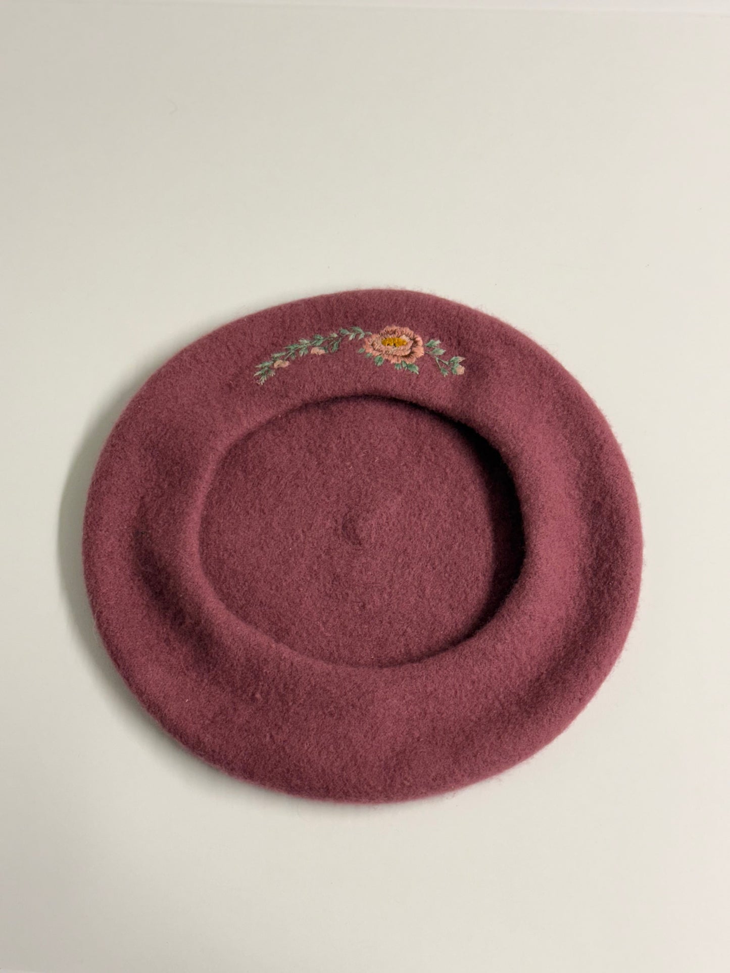 BERRY BLOOM | Hand-Embroidered Wool Beret — One of a Kind
