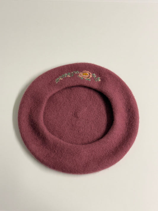 BERRY BLOOM | Hand-Embroidered Wool Beret — One of a Kind