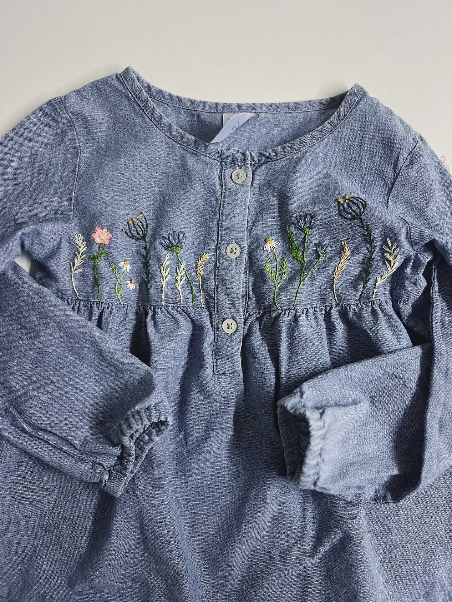 Blue Breeze Blouse |
Hand-Embroidered soft Denim Blouse | 3 years old