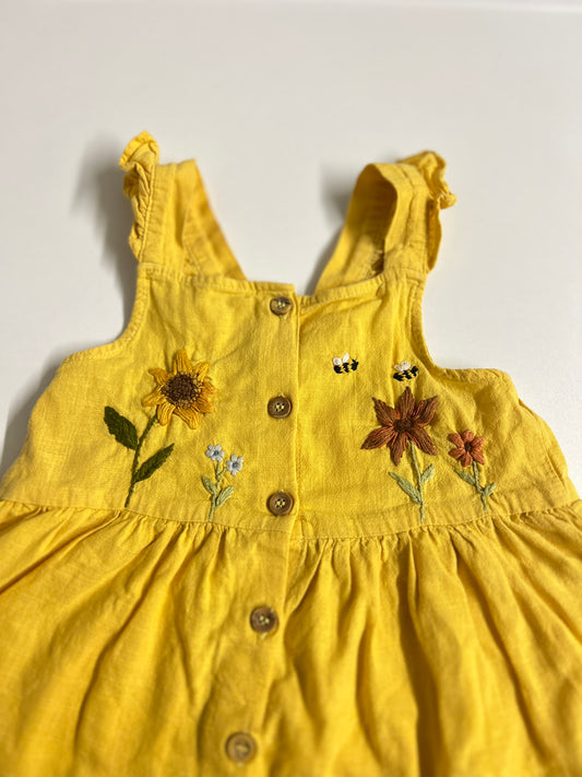 Sunny Whispers | Handbesticktes Baumwollkleid | 2 Jahre