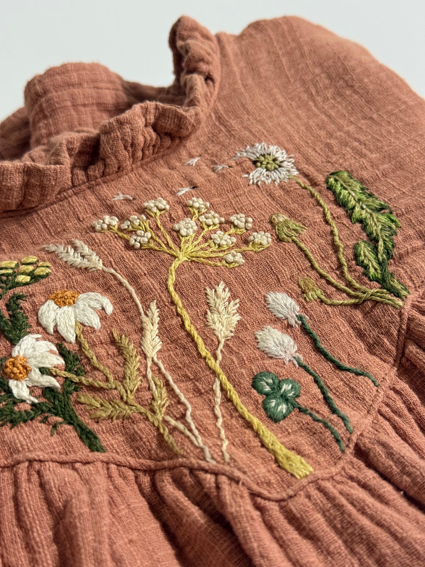 Meadow Hand-Embroidered Muslin Dress — Size 98