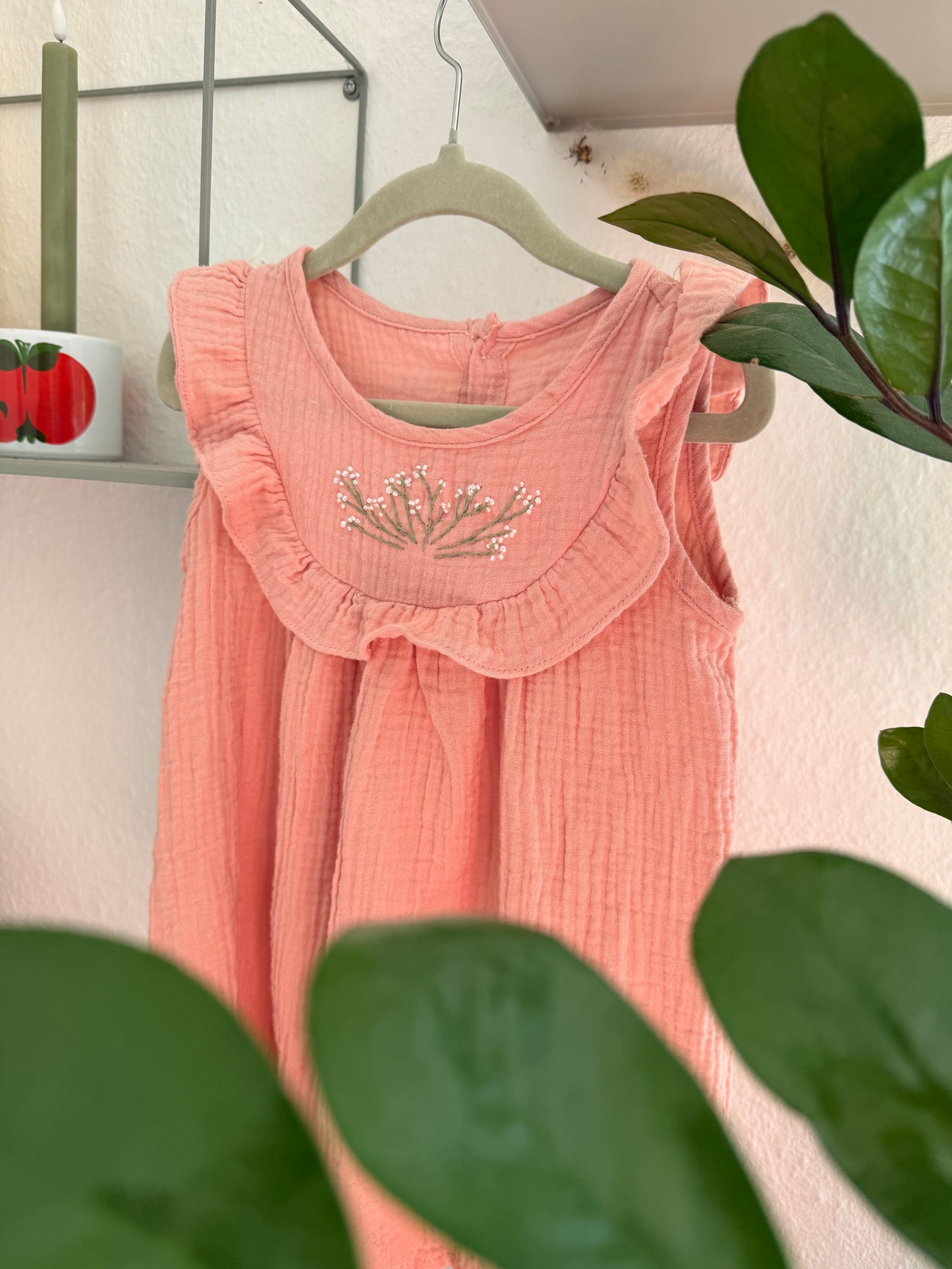 Pink Hand-Embroidered Muslin Dress – Size 98