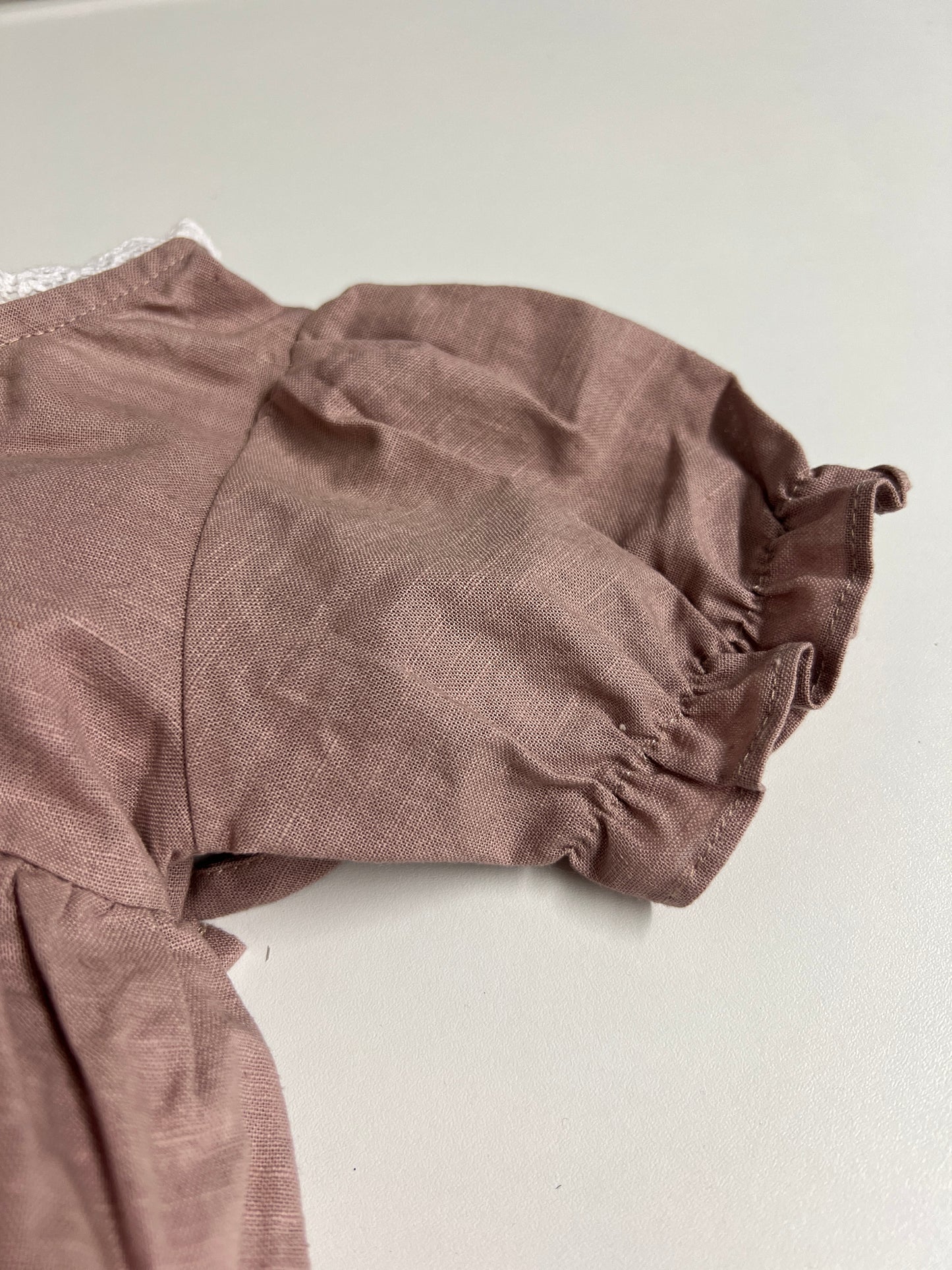 Lavender Breeze | Hand-Embroidered Linen Blend Baby Bodysuit | 0-3 months