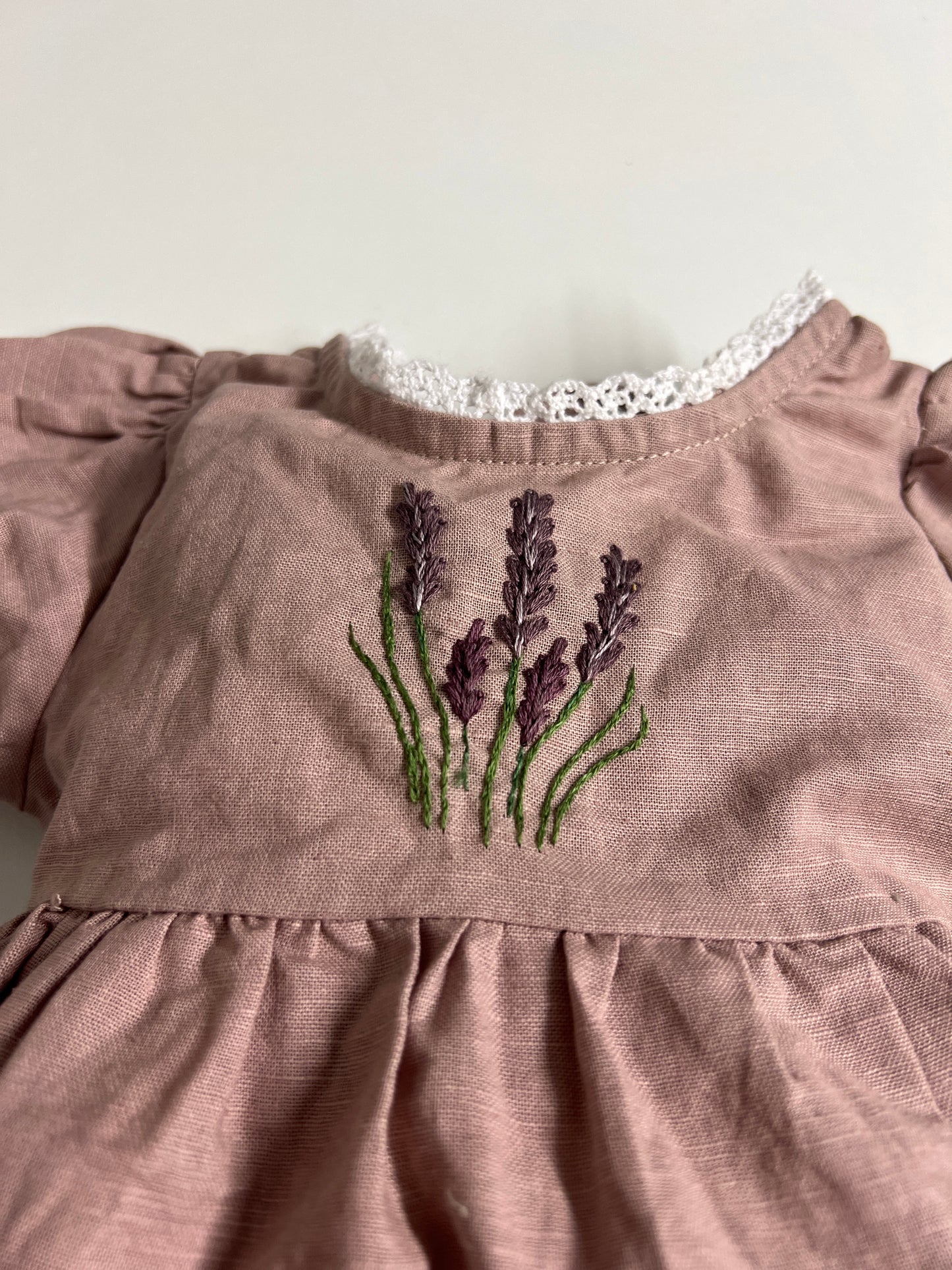 Lavender Breeze | Hand-Embroidered Linen Blend Baby Bodysuit | 0-3 months