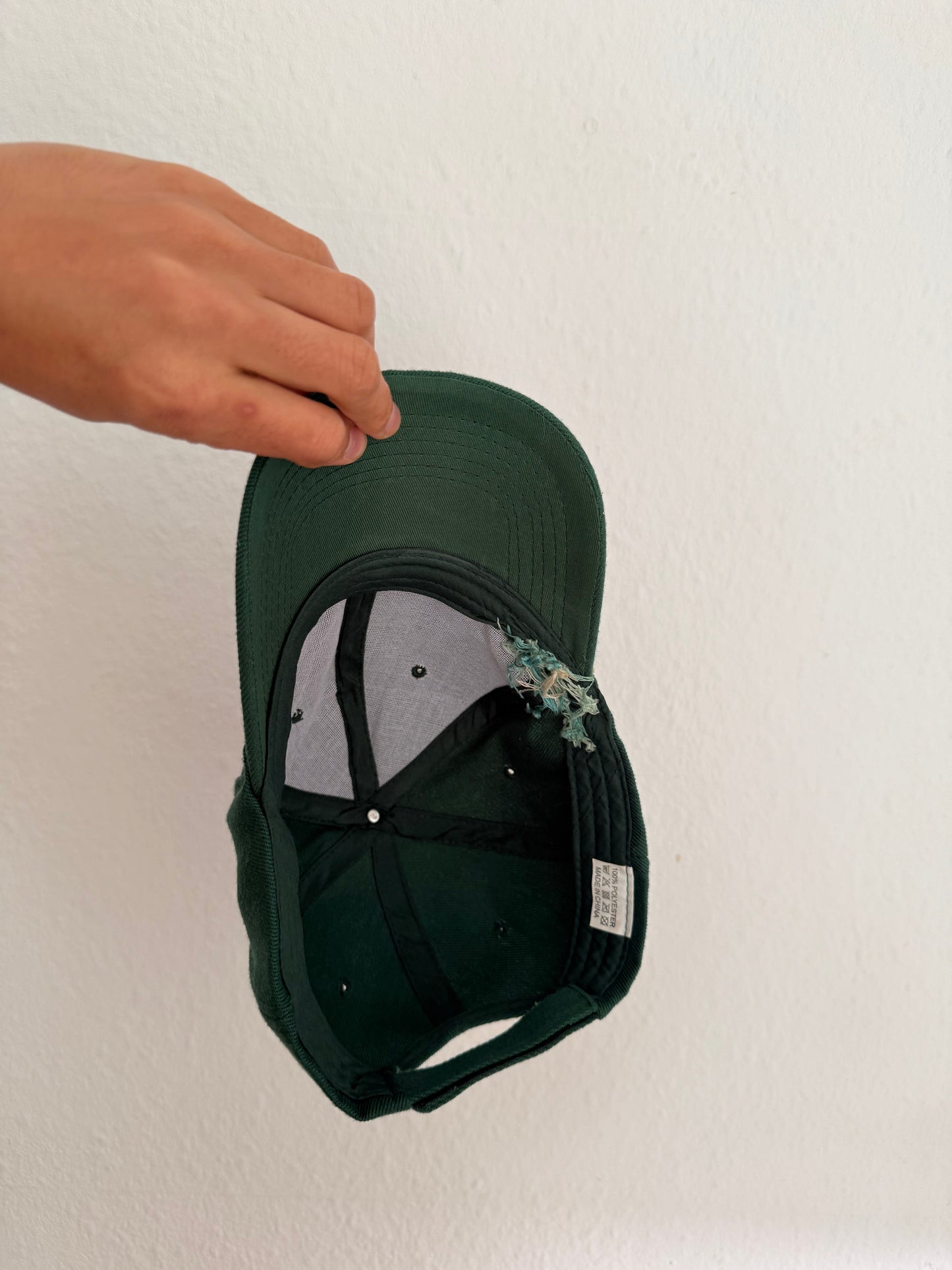 Dark Green Hand-Embroidered Botanical Cap