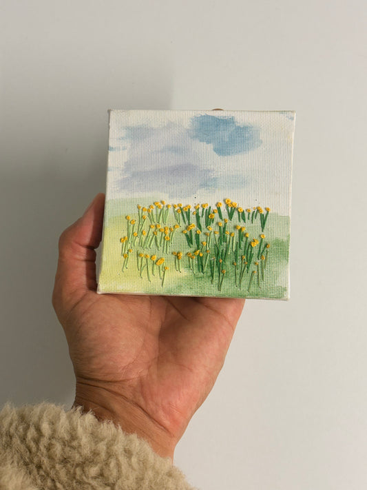 Embroidered Buttercup Meadow — Miniature Canvas