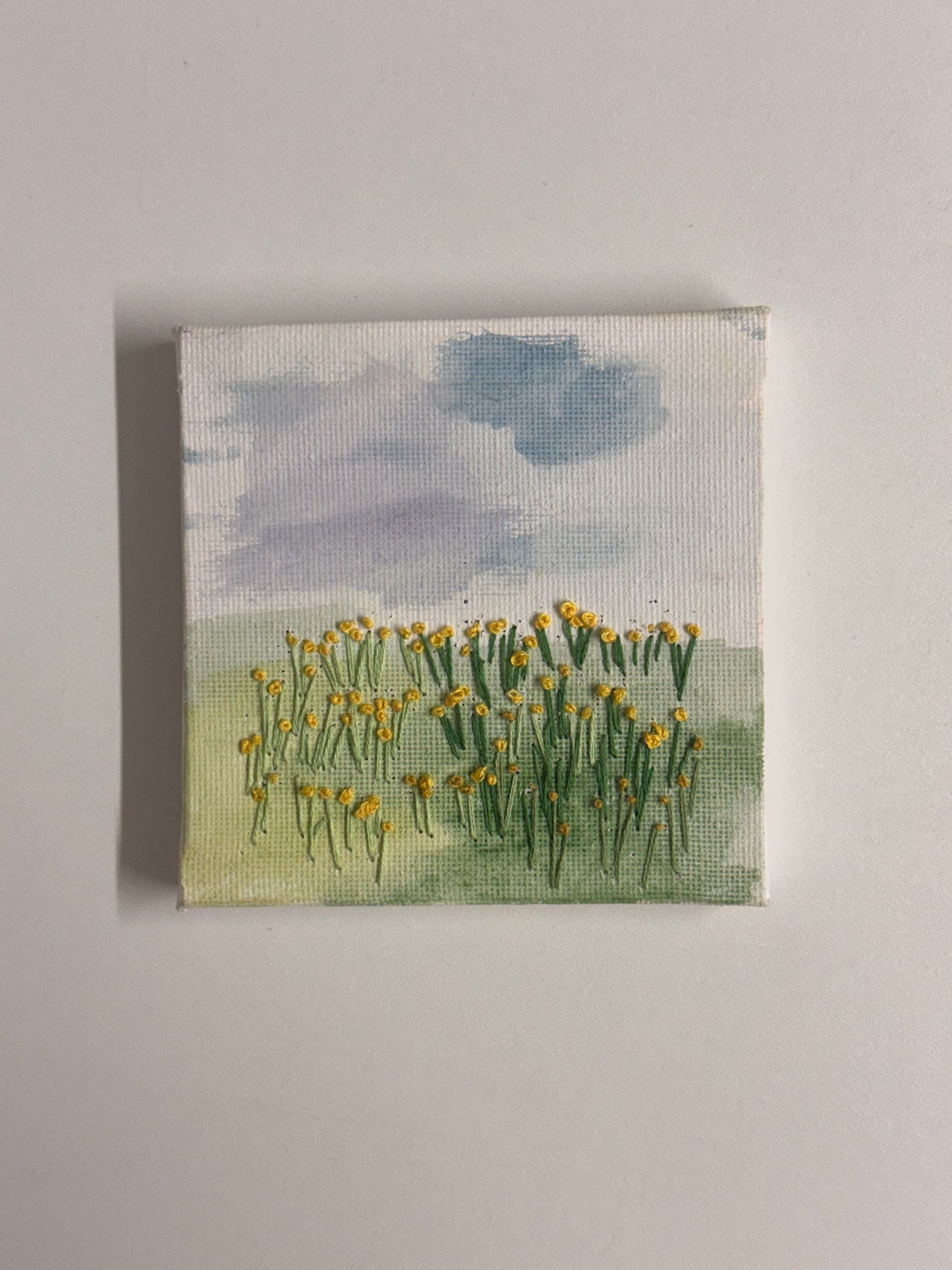 Embroidered Buttercup Meadow — Miniature Canvas