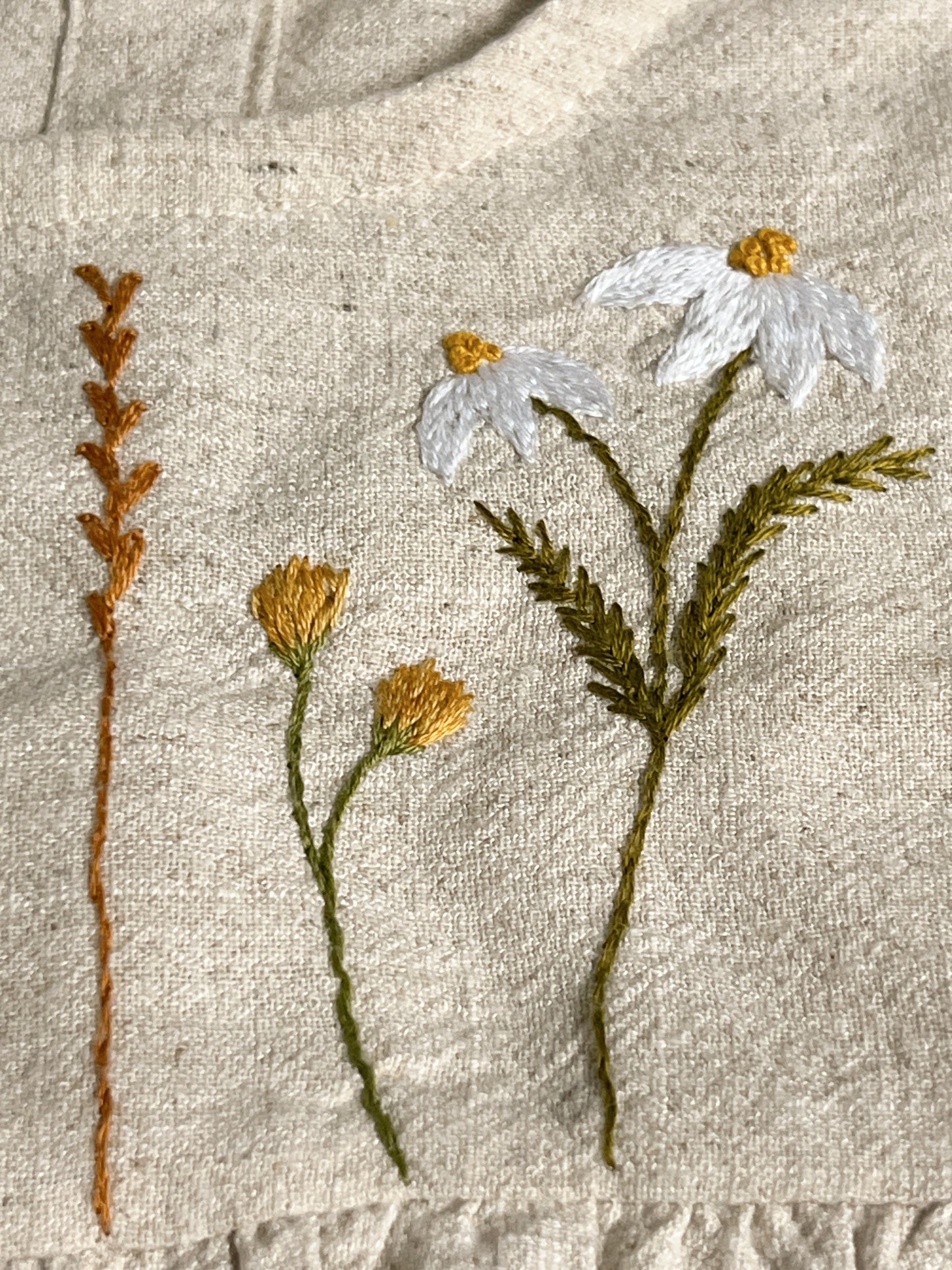 Hand-Embroidered Linen Baby Bodysuit – Natural Beige