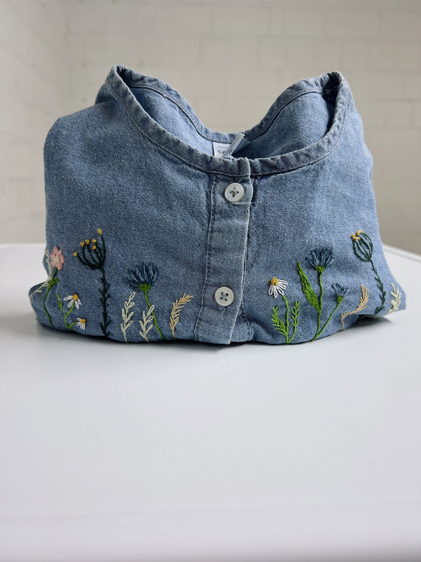 Blue Breeze Blouse |
Hand-Embroidered soft Denim Blouse | 3 years old