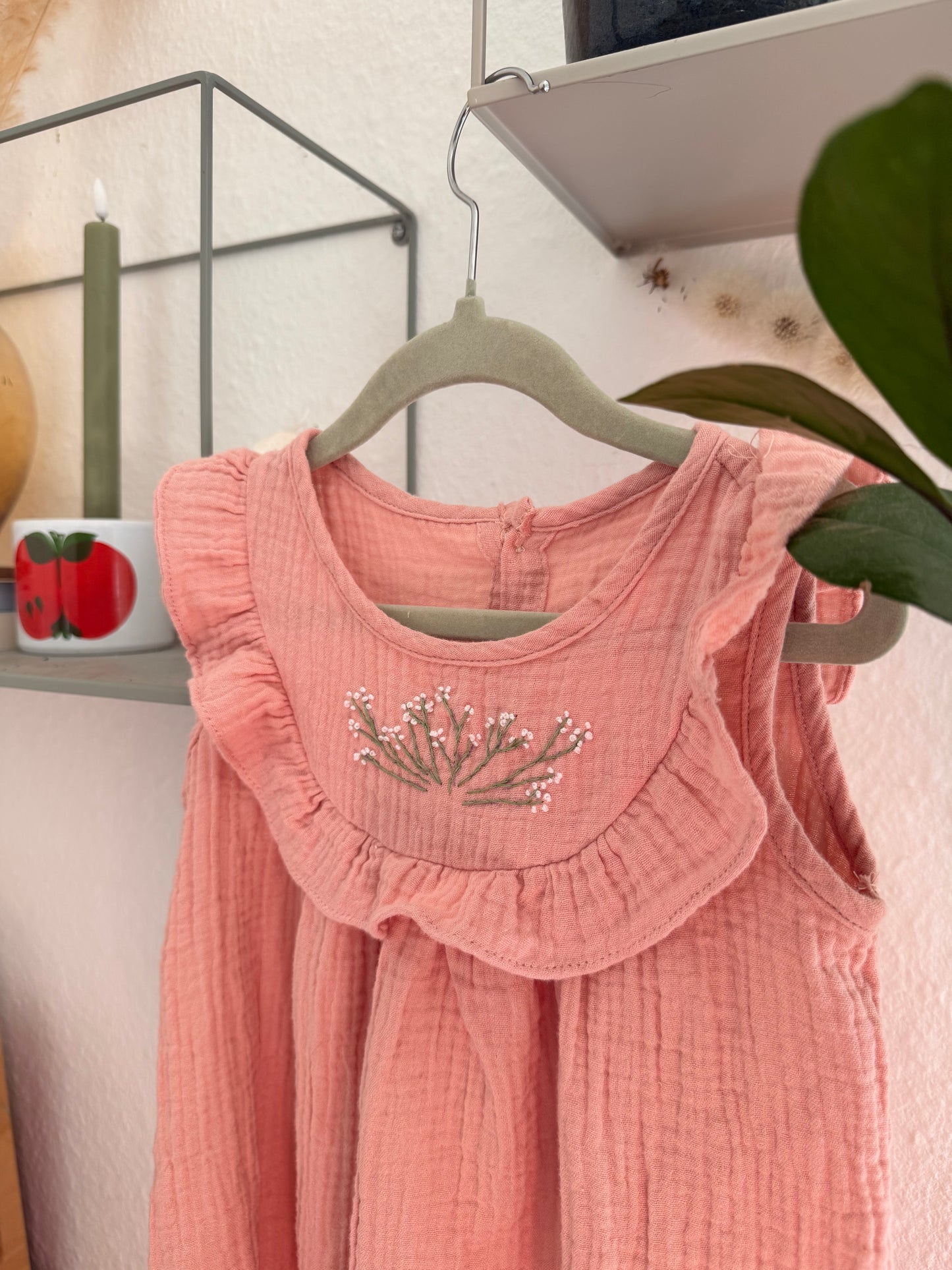 Pink Hand-Embroidered Muslin Dress – Size 98