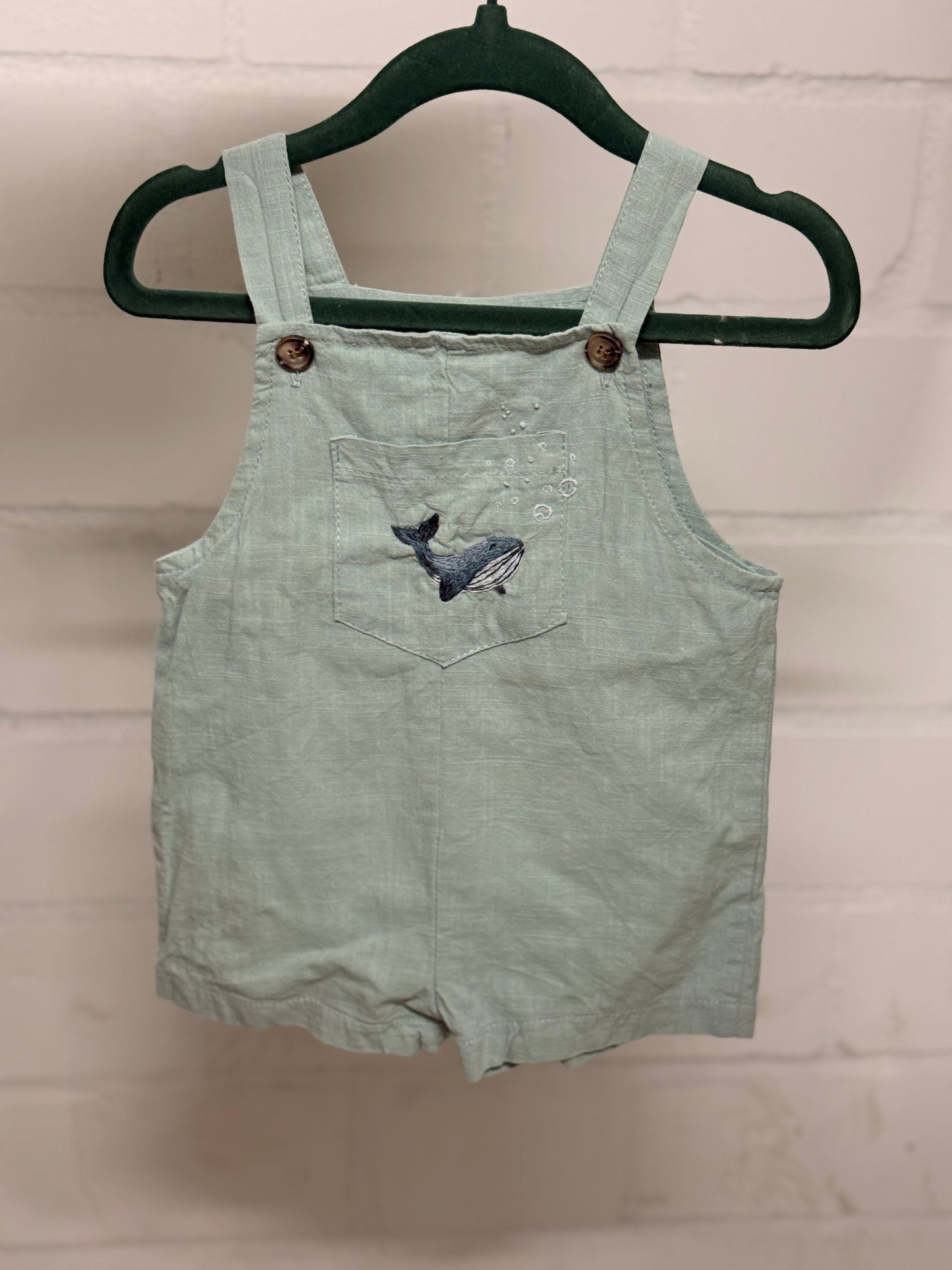 Hand-Embroidered Cotton Romper with Whale – Size 74