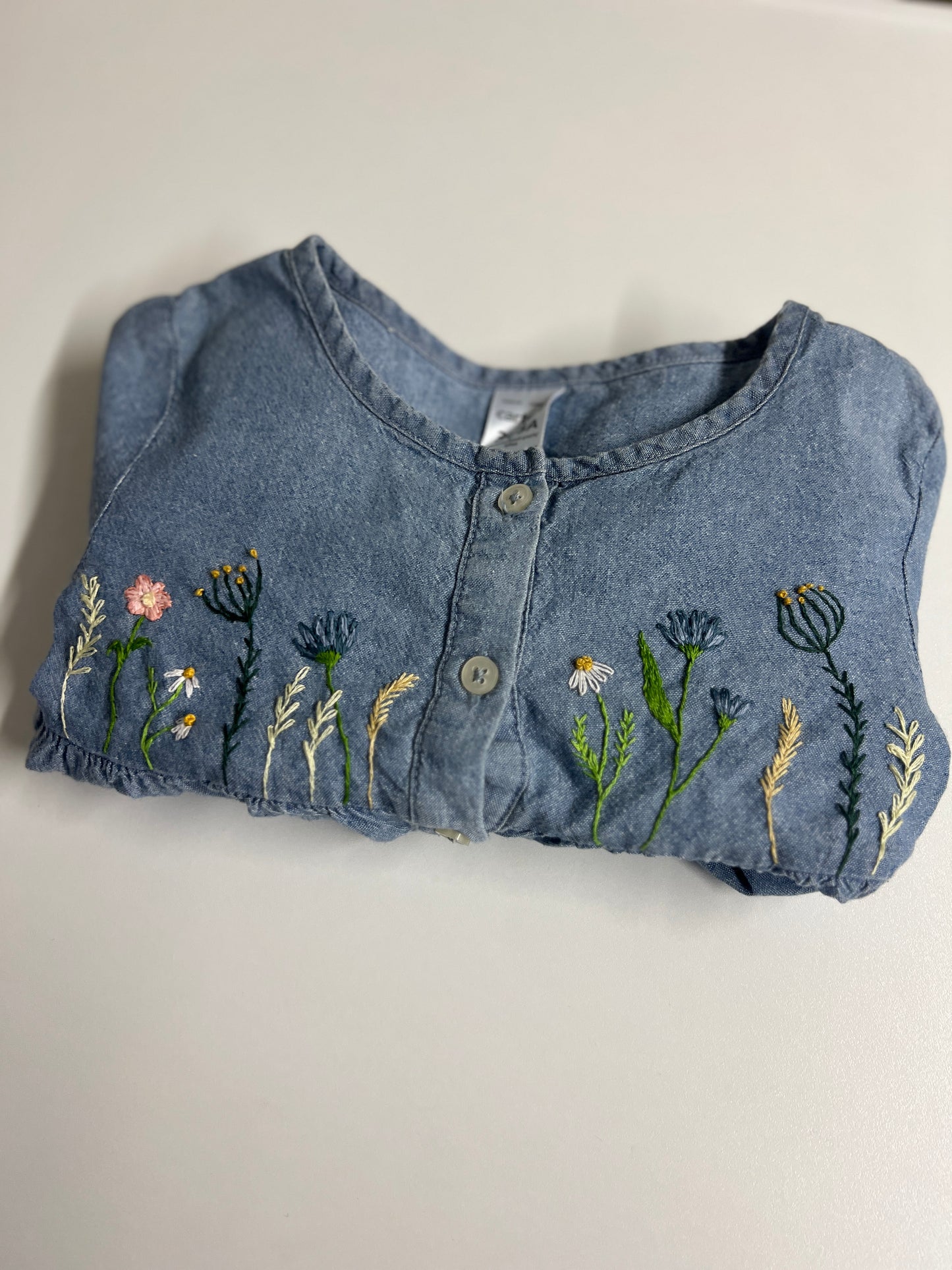 Blue Breeze Blouse |
Hand-Embroidered soft Denim Blouse | 3 years old