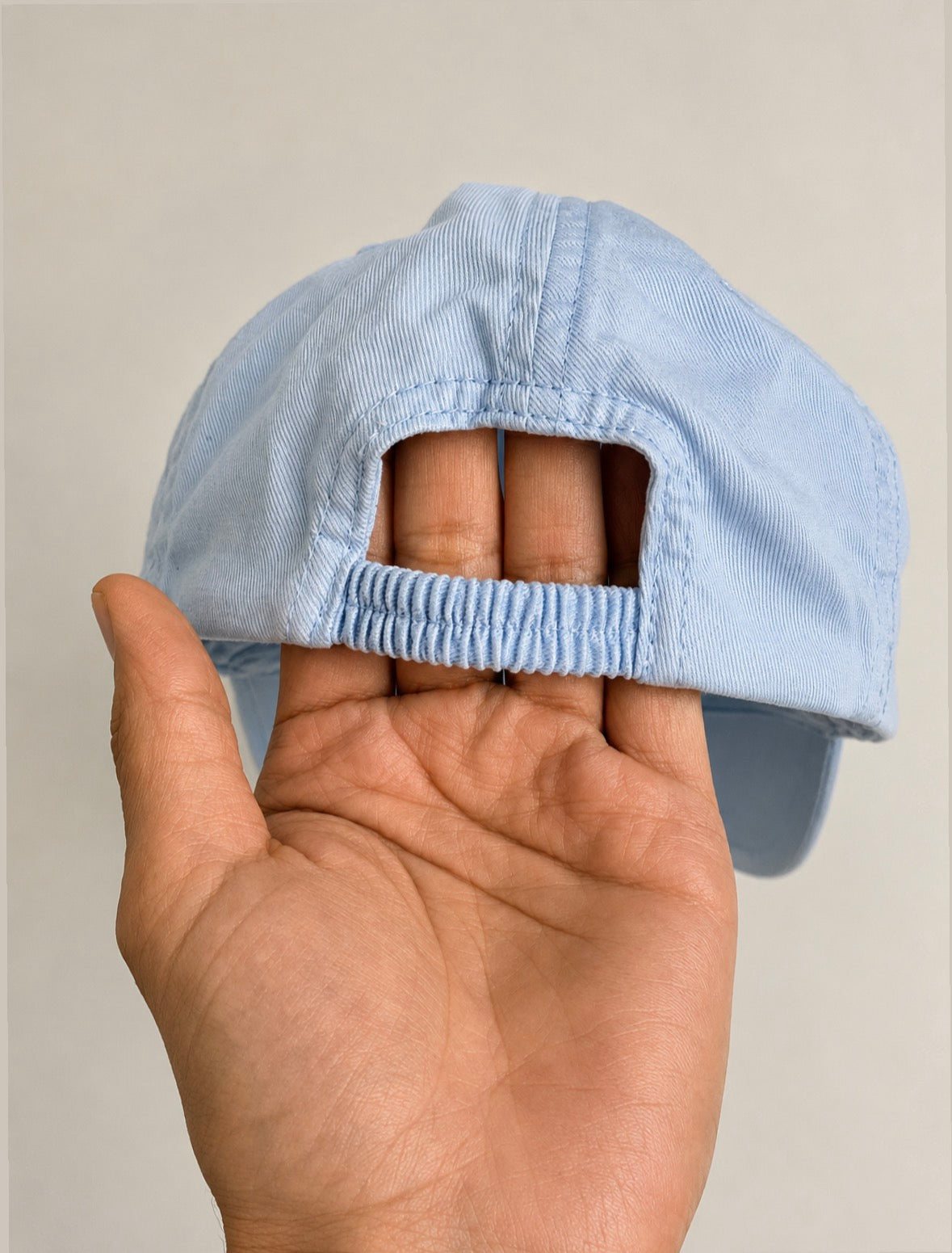 H&M Light Blue Baby Cap with Hand-Embroidered Flowers