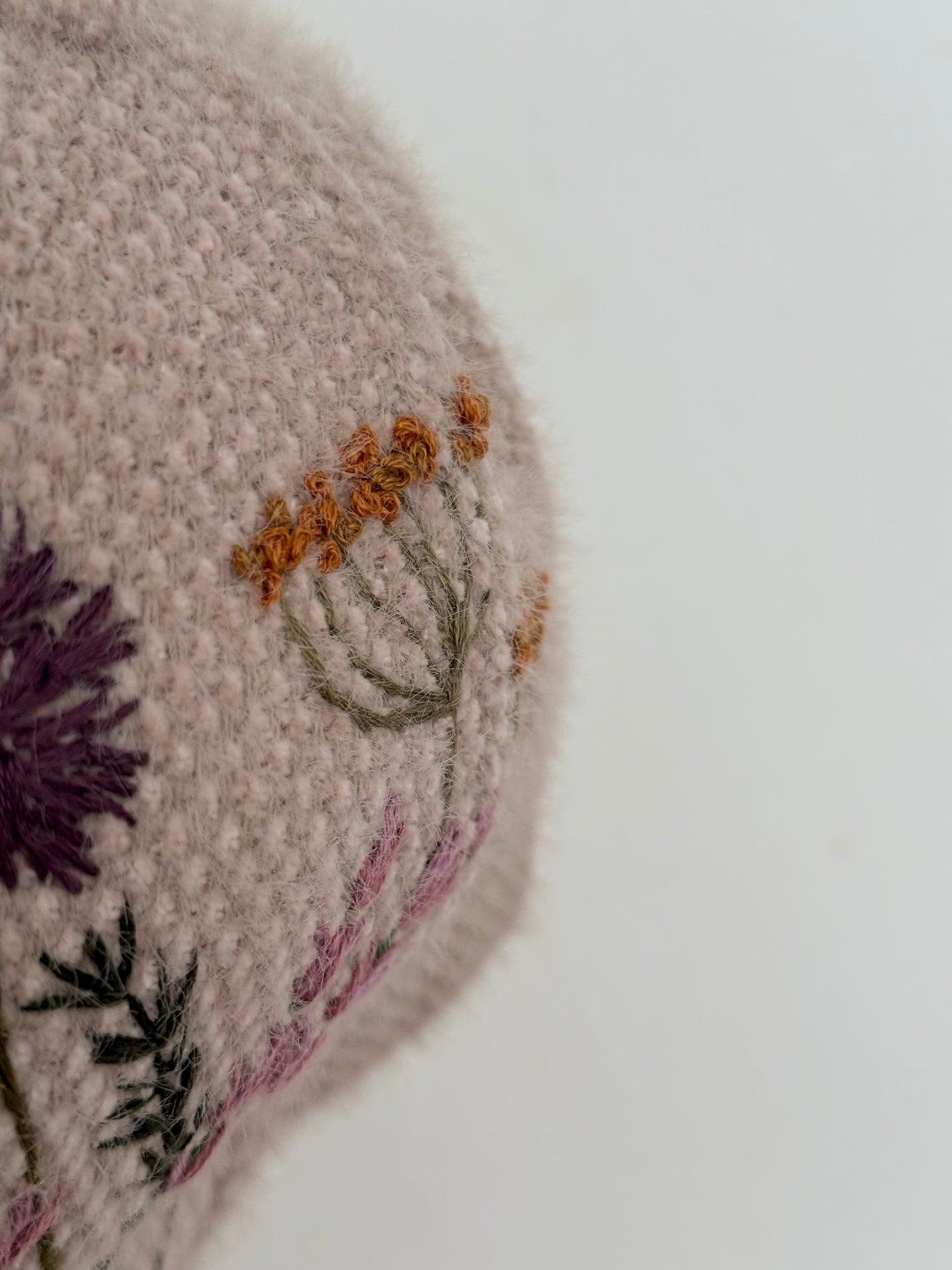 Zara Beige Hand-Embroidered Botanical Cap
